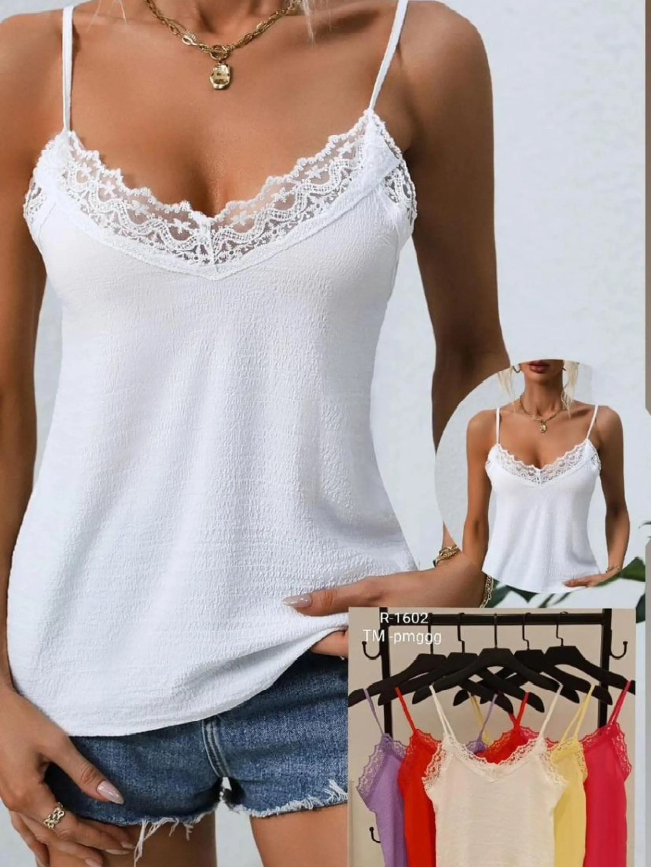 Blusa Anarruga de alça regulável com detalhe em gripir R1602