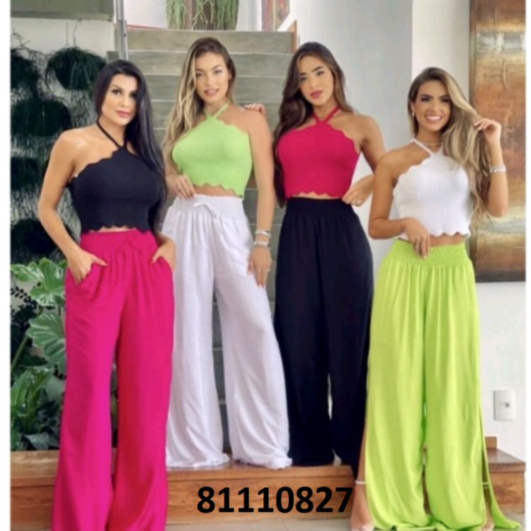 Calça Pantalona com Fenda cores Variadas Conforme disponibilidade 81110827 0310