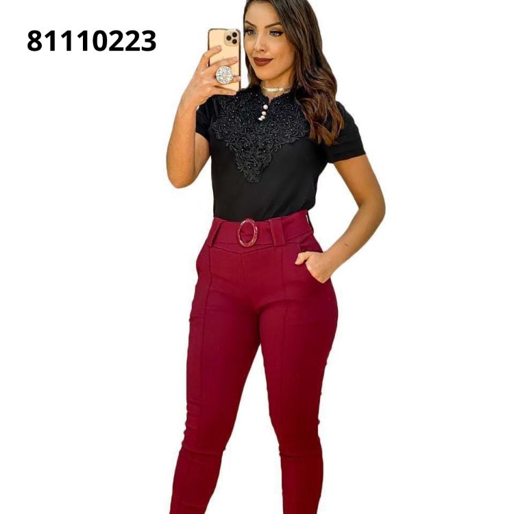 Calça Bengaline Com Cinto 81110223 0405