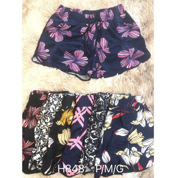 Short feminino tecido crepe estampado importado H848 Aurora Store