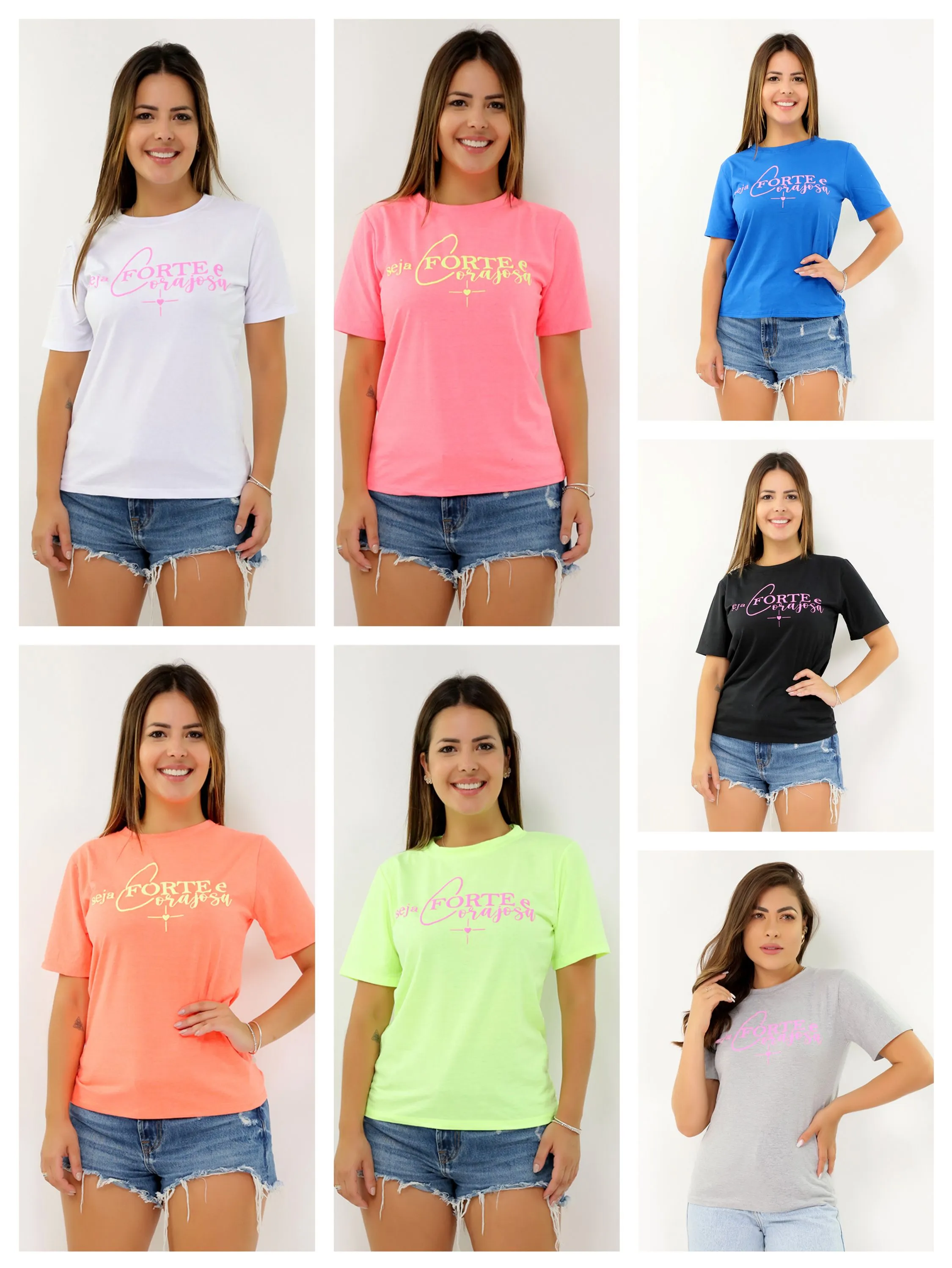 Blusa T-shirt Camiseta 100% Algodão Estampa forte e corajosa