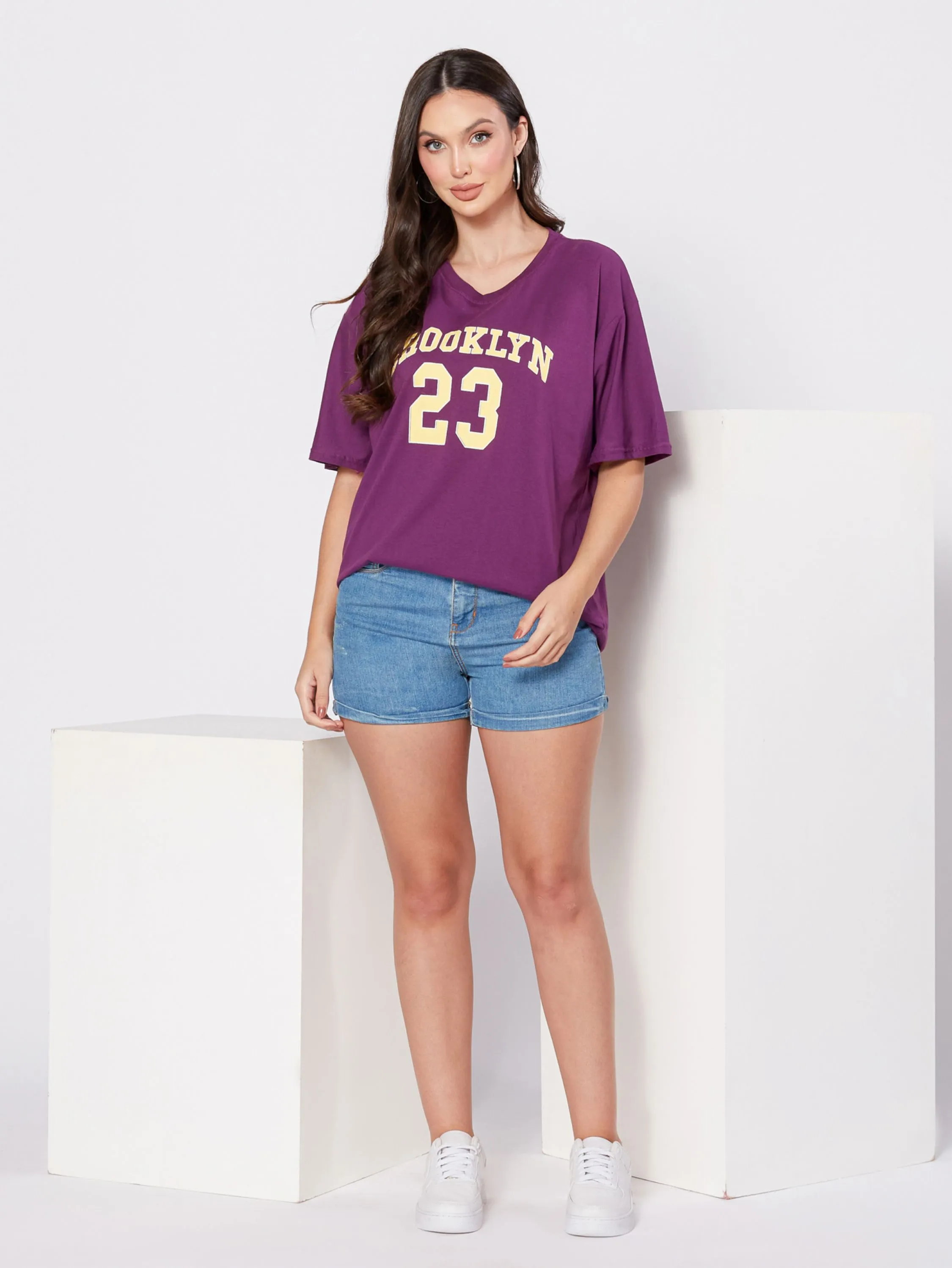 Blusa longo T-shirt algodão oversized estampa Brooklyn 23