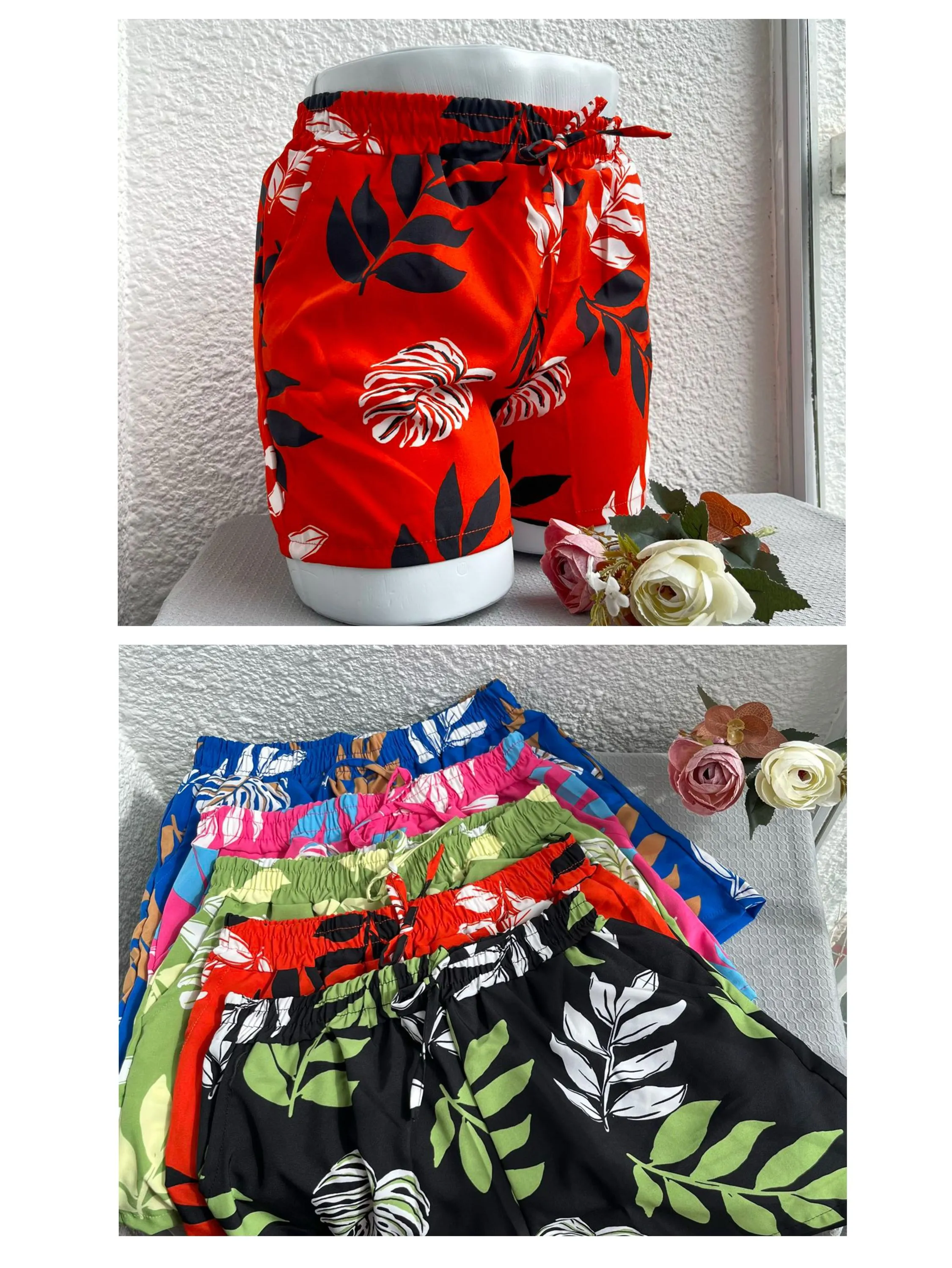 Short bermuda feminino estampado básico tecido crepinho confortável