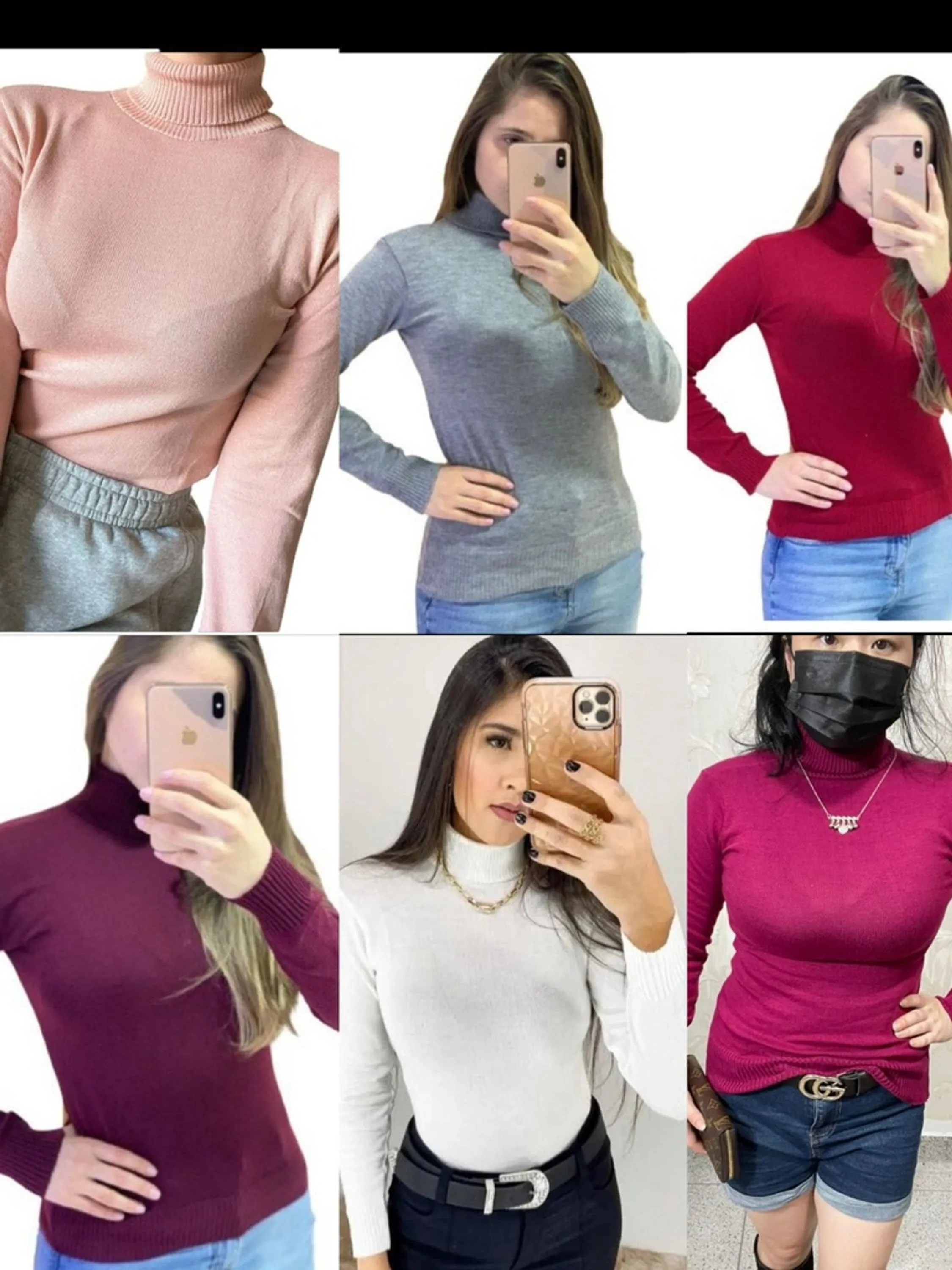 Blusa Cacharrel De Frio Feminina Gola Alta Liso De Linho