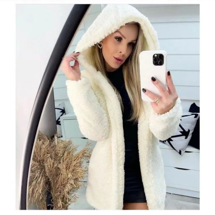 casaco femenino teddy na moda inverno