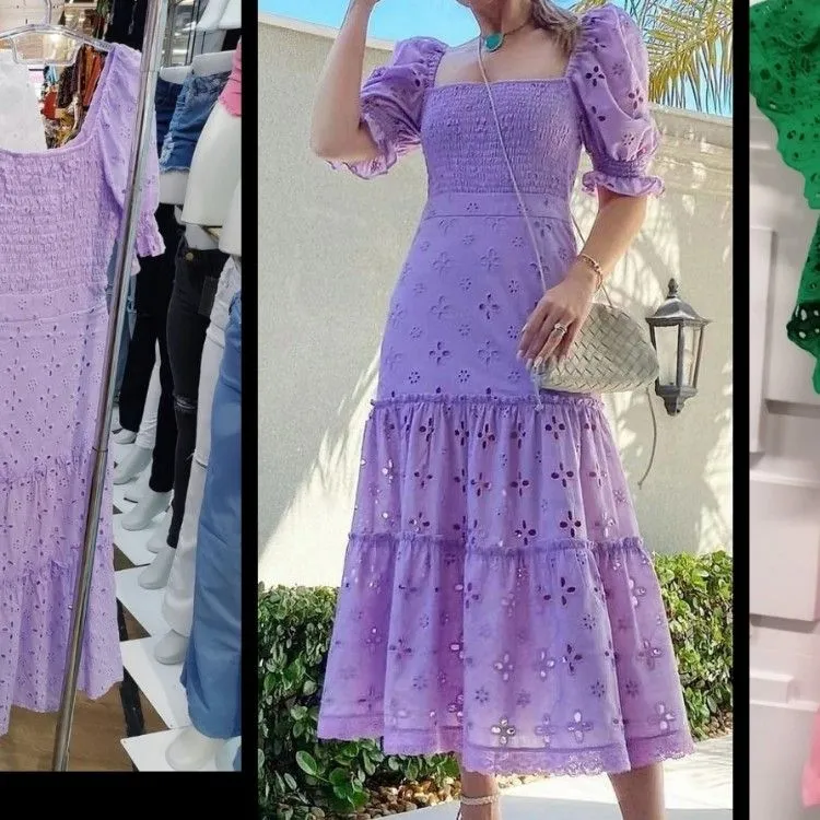 Vestido de laiser, midi, manga curto