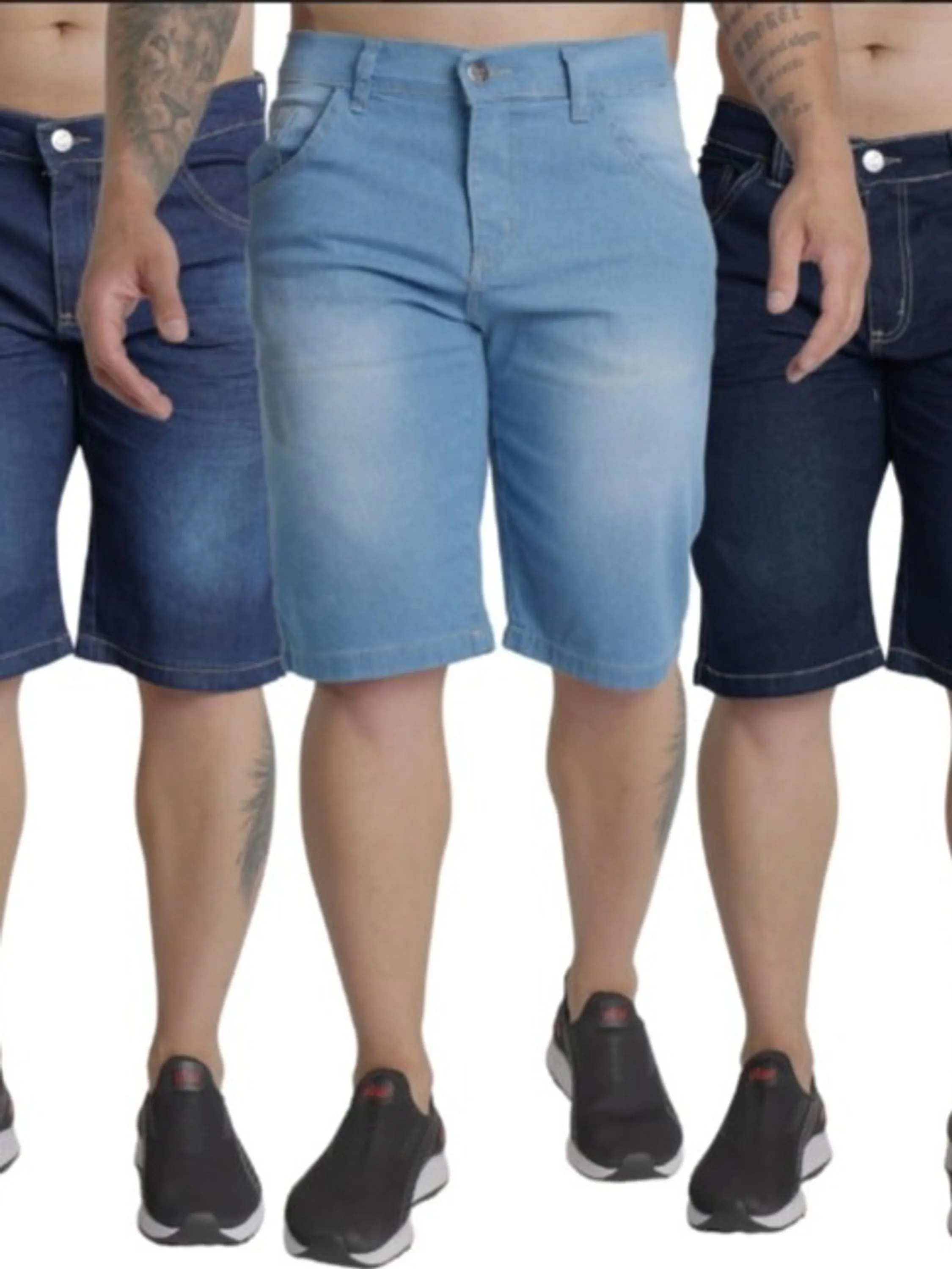 Bermuda Jeans  Masculina kit 3 peças