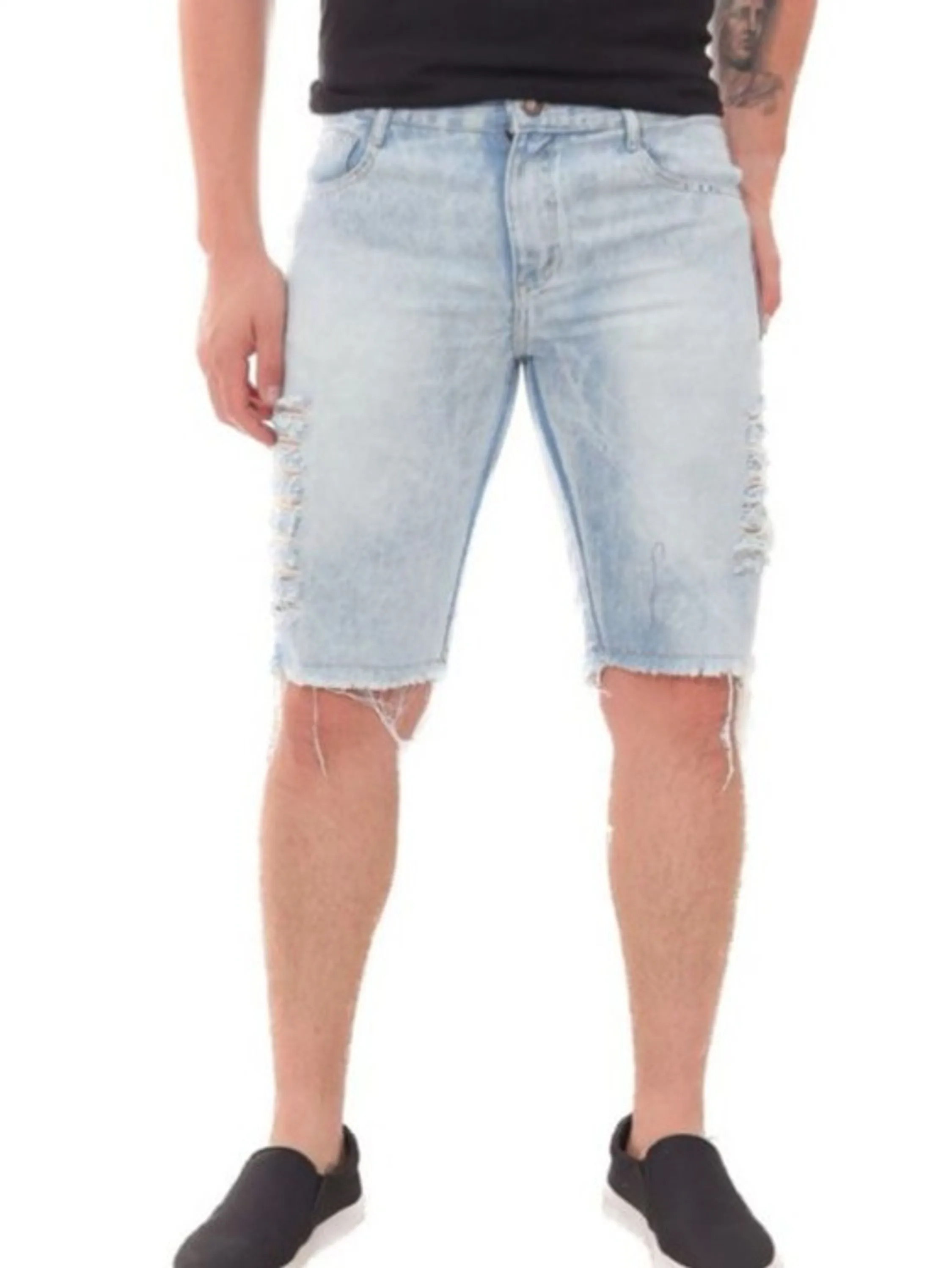 Bermuda Jeans Masculina Rasgada