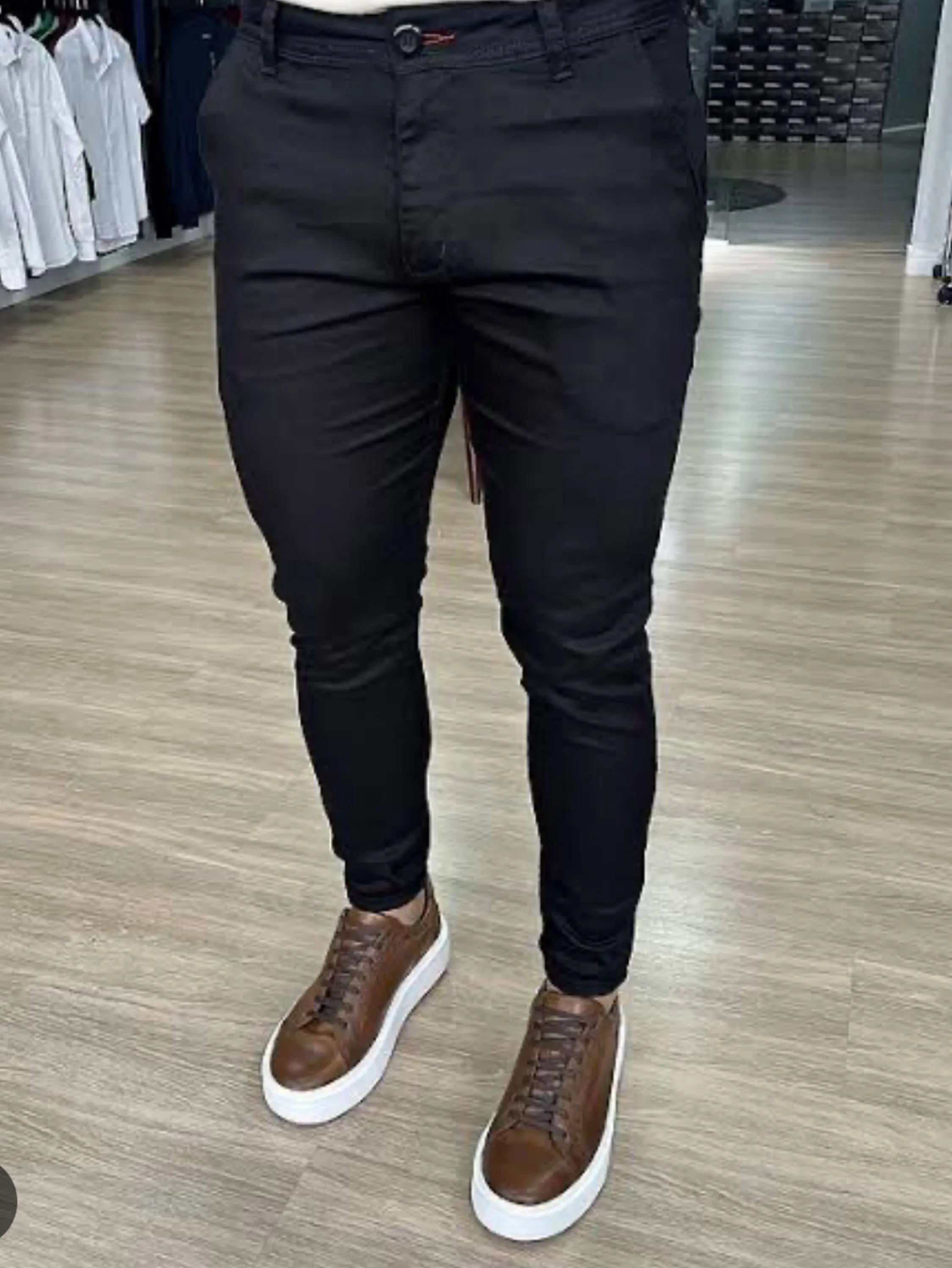 Calça sarja masculina esporte fino