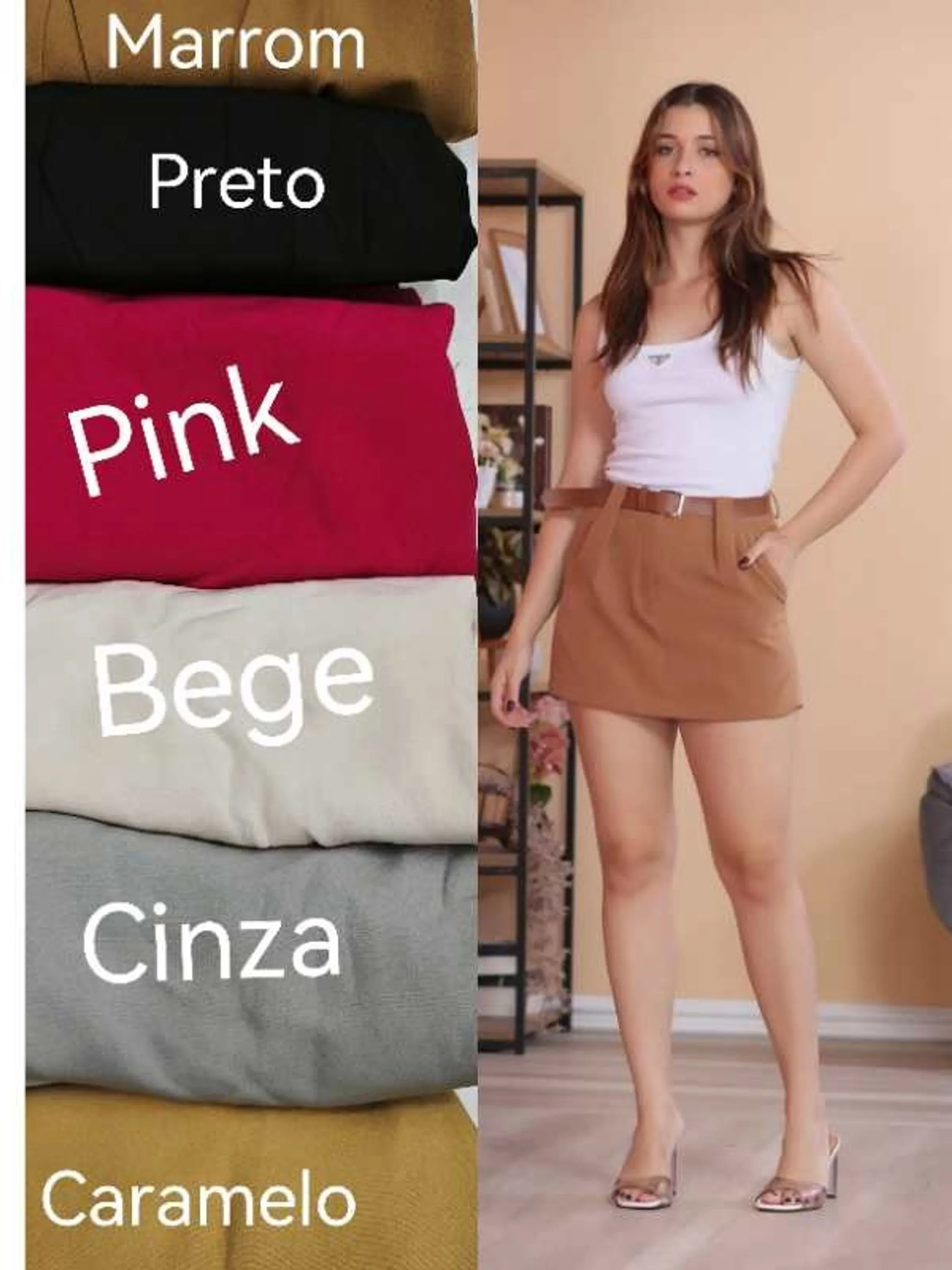 Shorts saia alfaiataria Com cinto