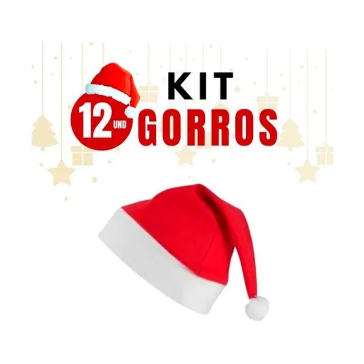 Kit com 12 Gorros de natal