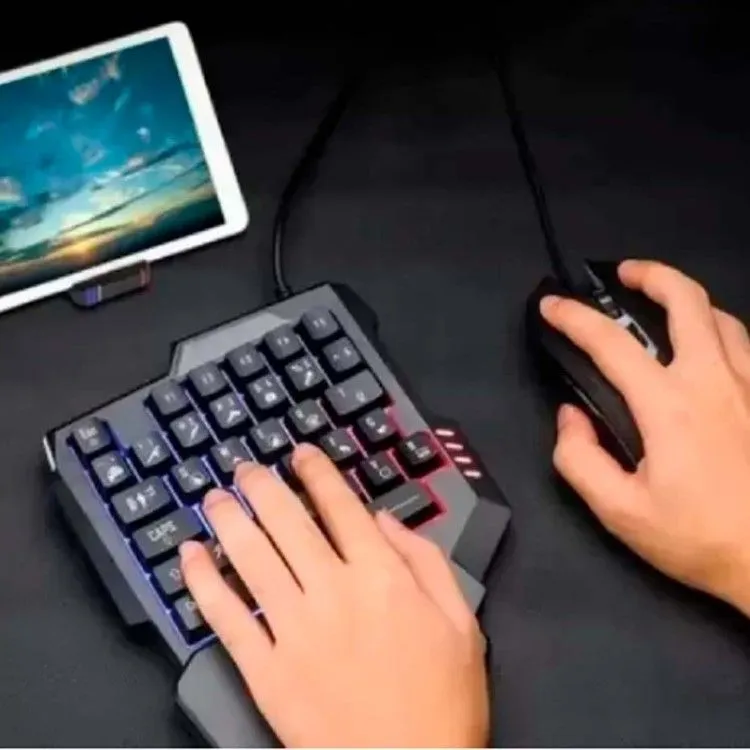 Teclado de uma mão gamer, AOAS modelo m1100 RGB usb