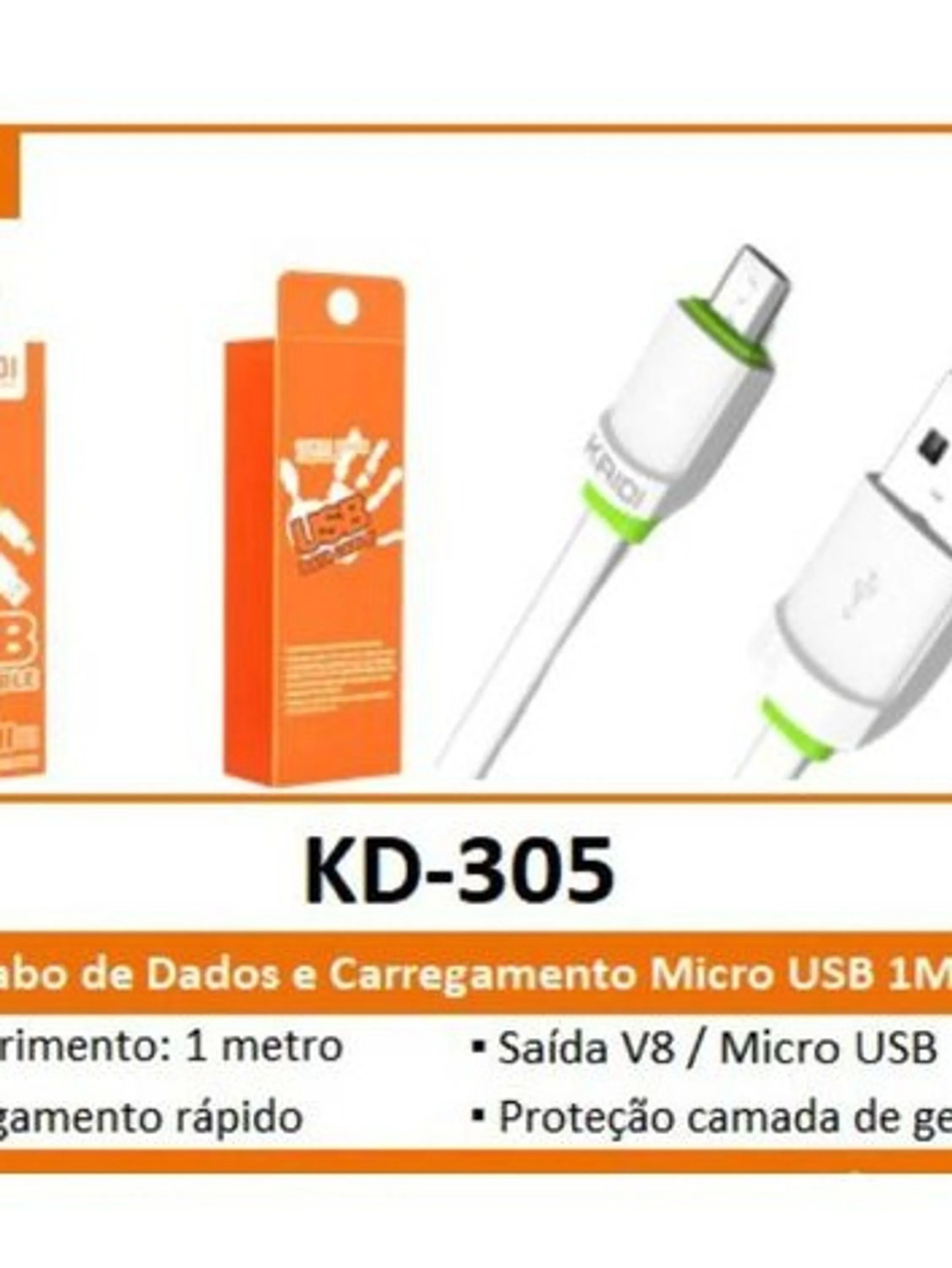 CABO USB V8 KAIDI KD-307s TURBO ( 1 METRO)