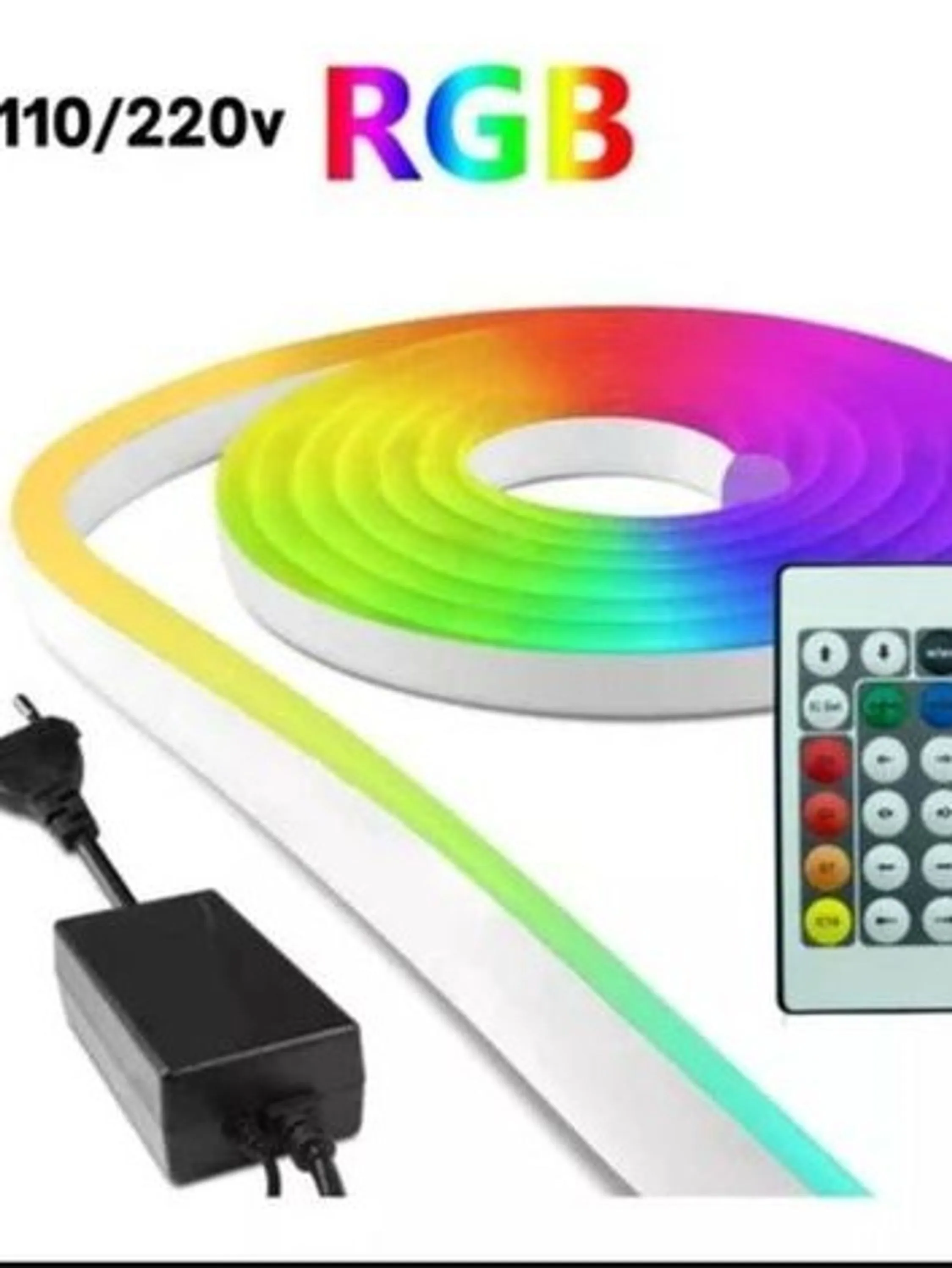 Fita de led Neon RGB colorido 5 metros ( fonte 5 amper)