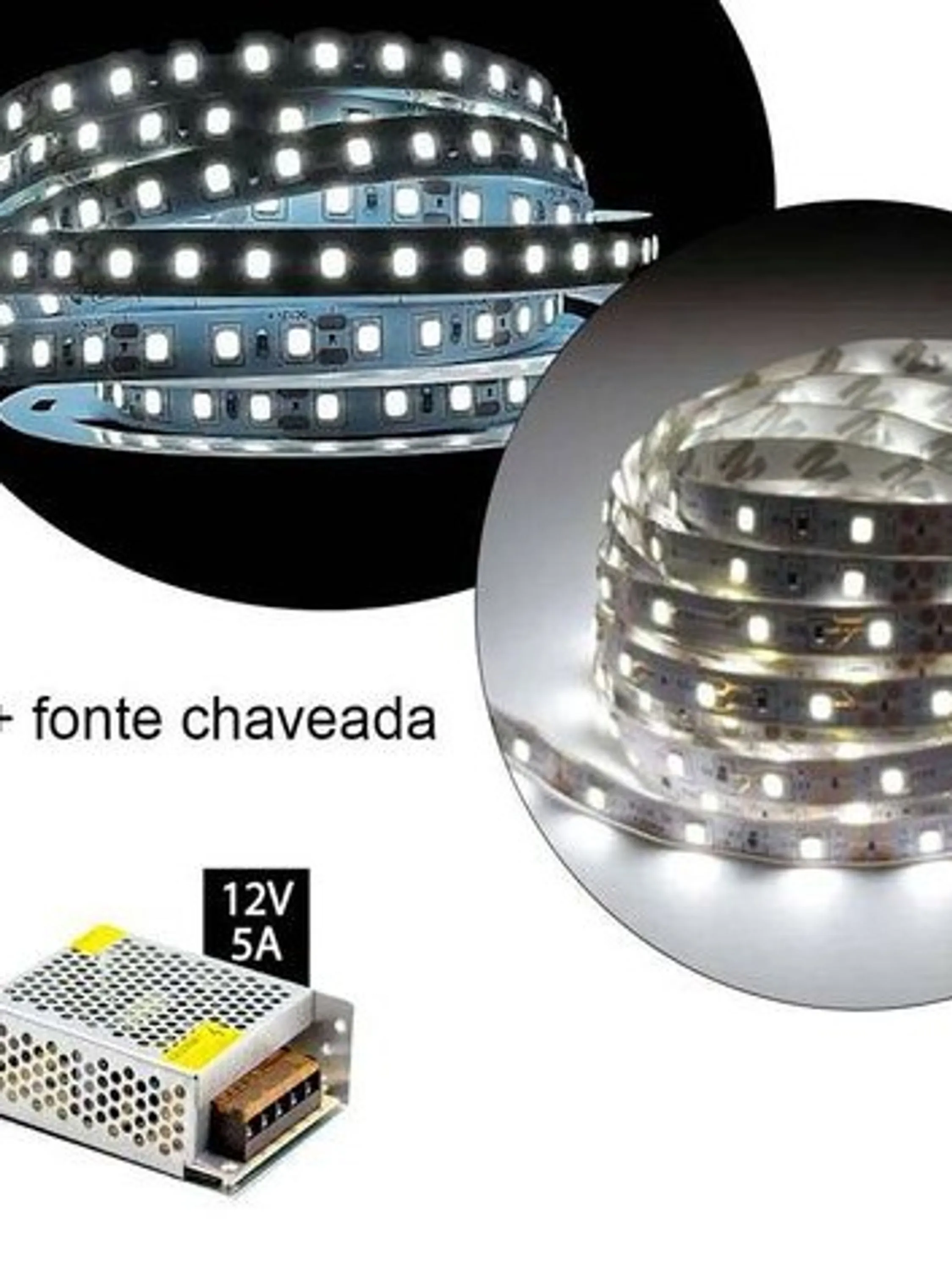 FITA COB 320 LED BRANCO FRIO 12V 5M