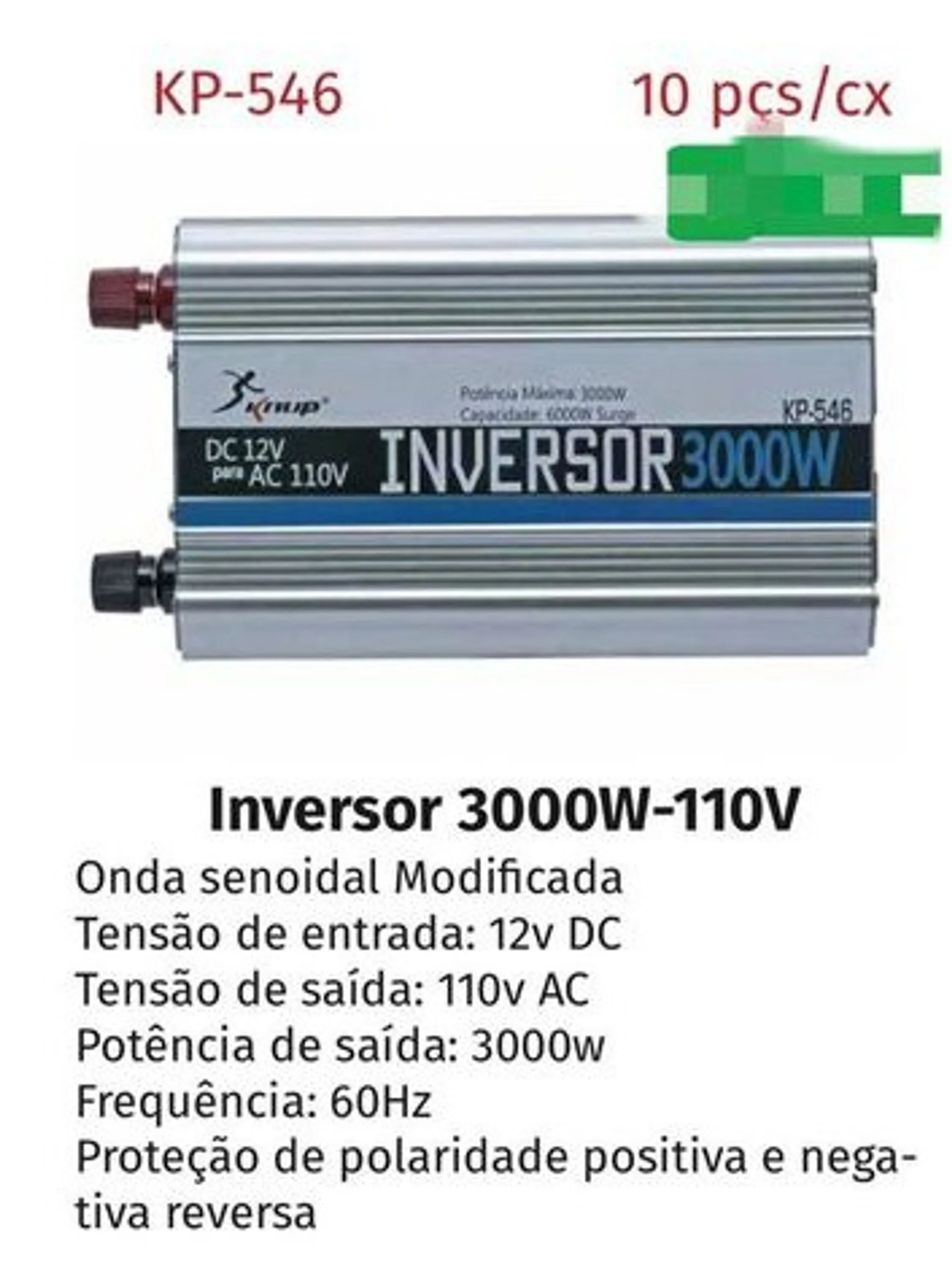 Inversor de tensão veicular KNUP kp-546 3000w 12 vc 110 vac