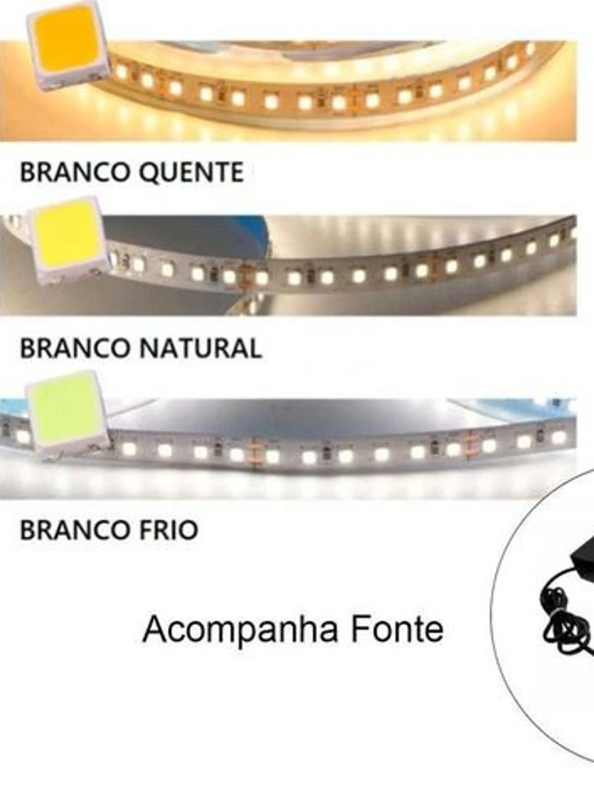 FITA COB 320 LED BRANCO QUENTE 12V 5M