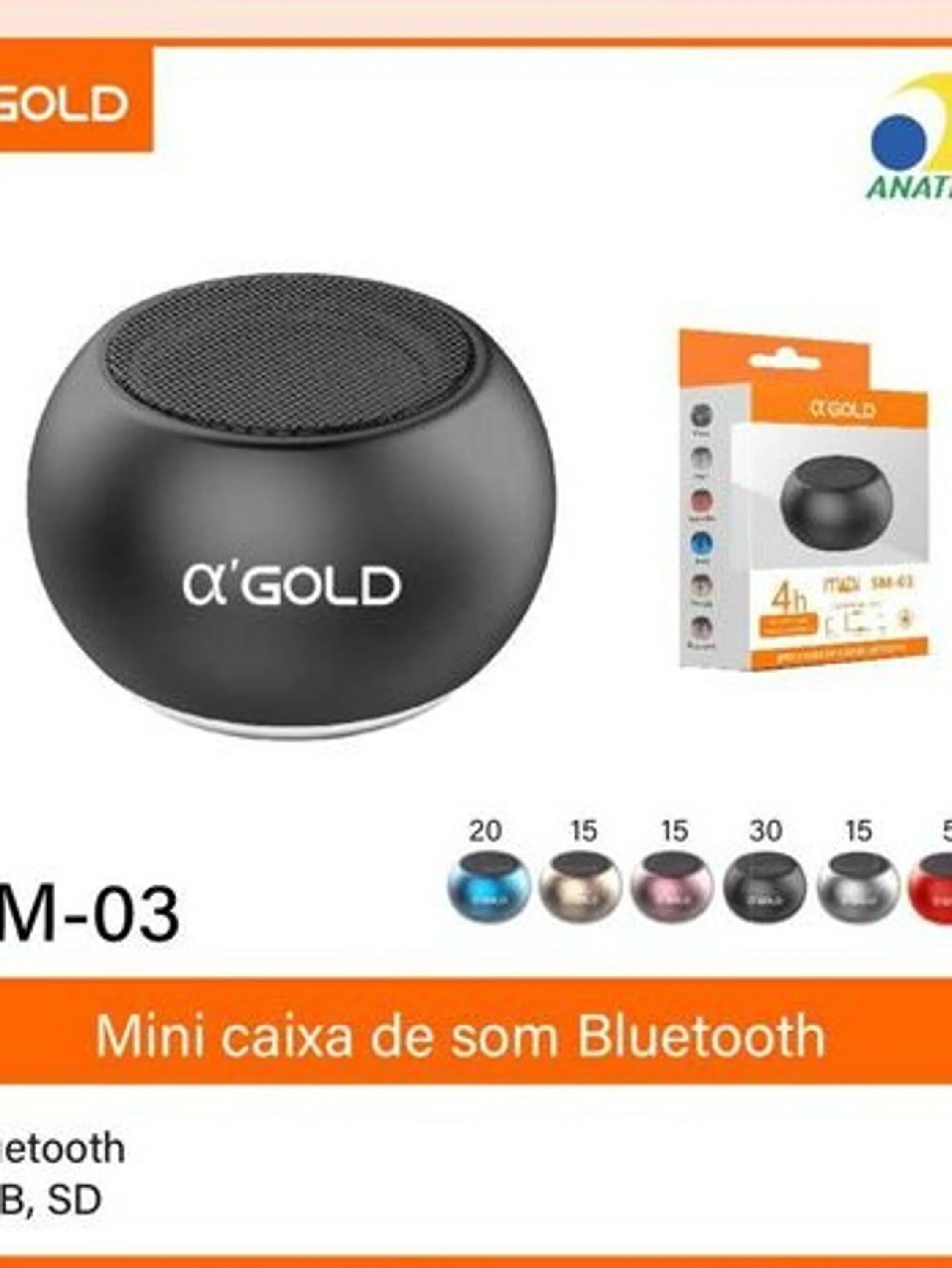 CAIXA DE SOM MINI SPEAKER BT al-2022/ Gold MS--03