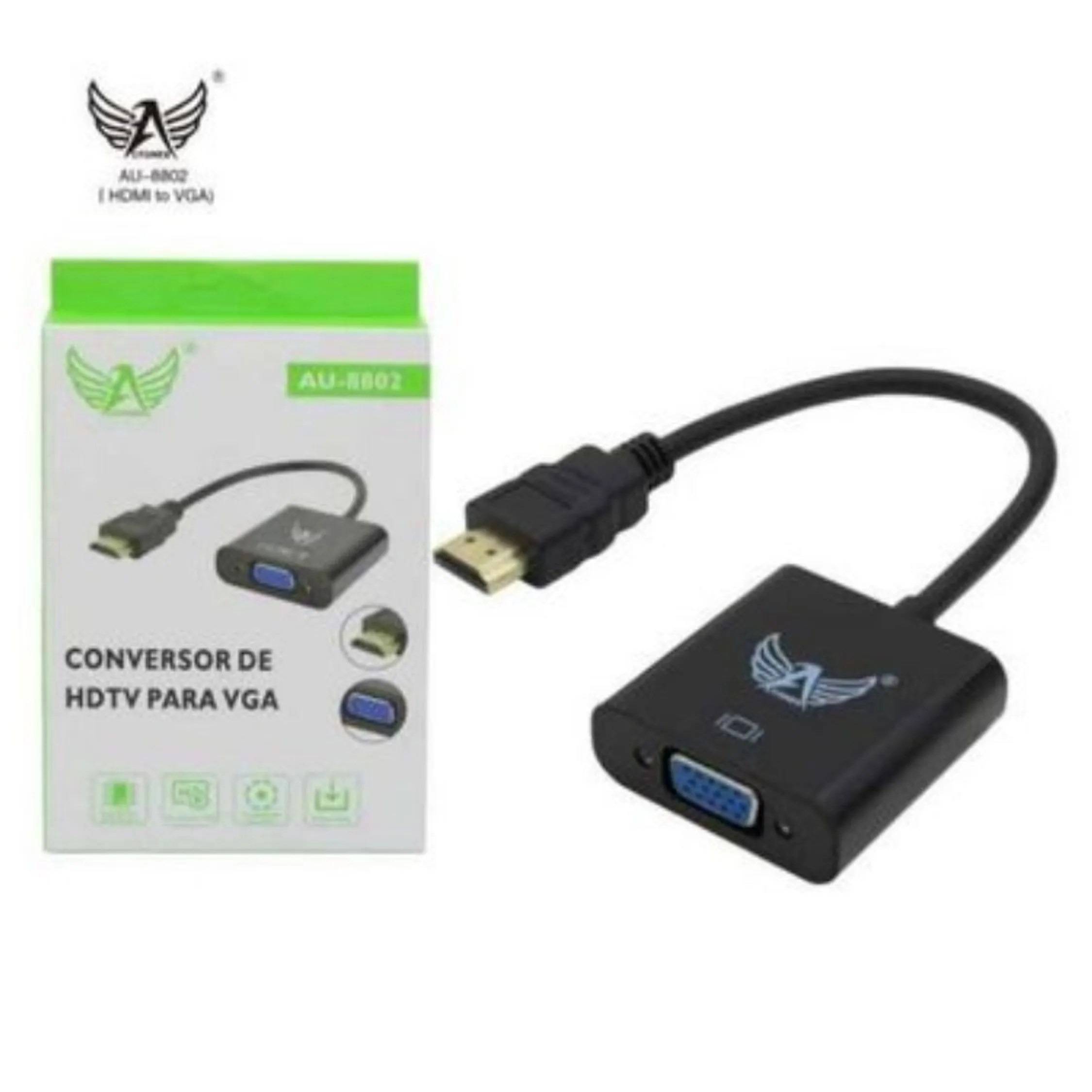 CONVERSOR CABO ADAPTADOR HDMI x VGA com Áudio P2