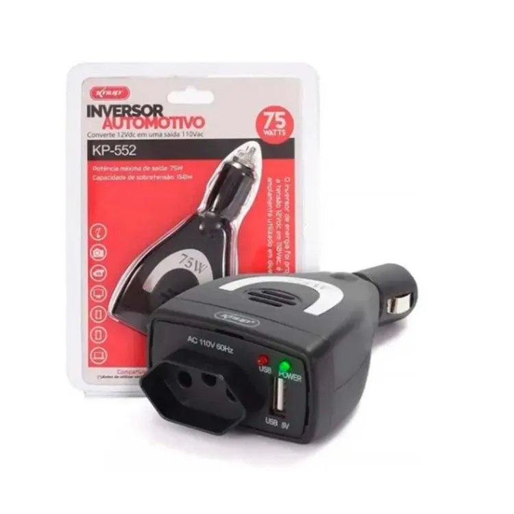 Inversor veicular 12v para 110v 75watts