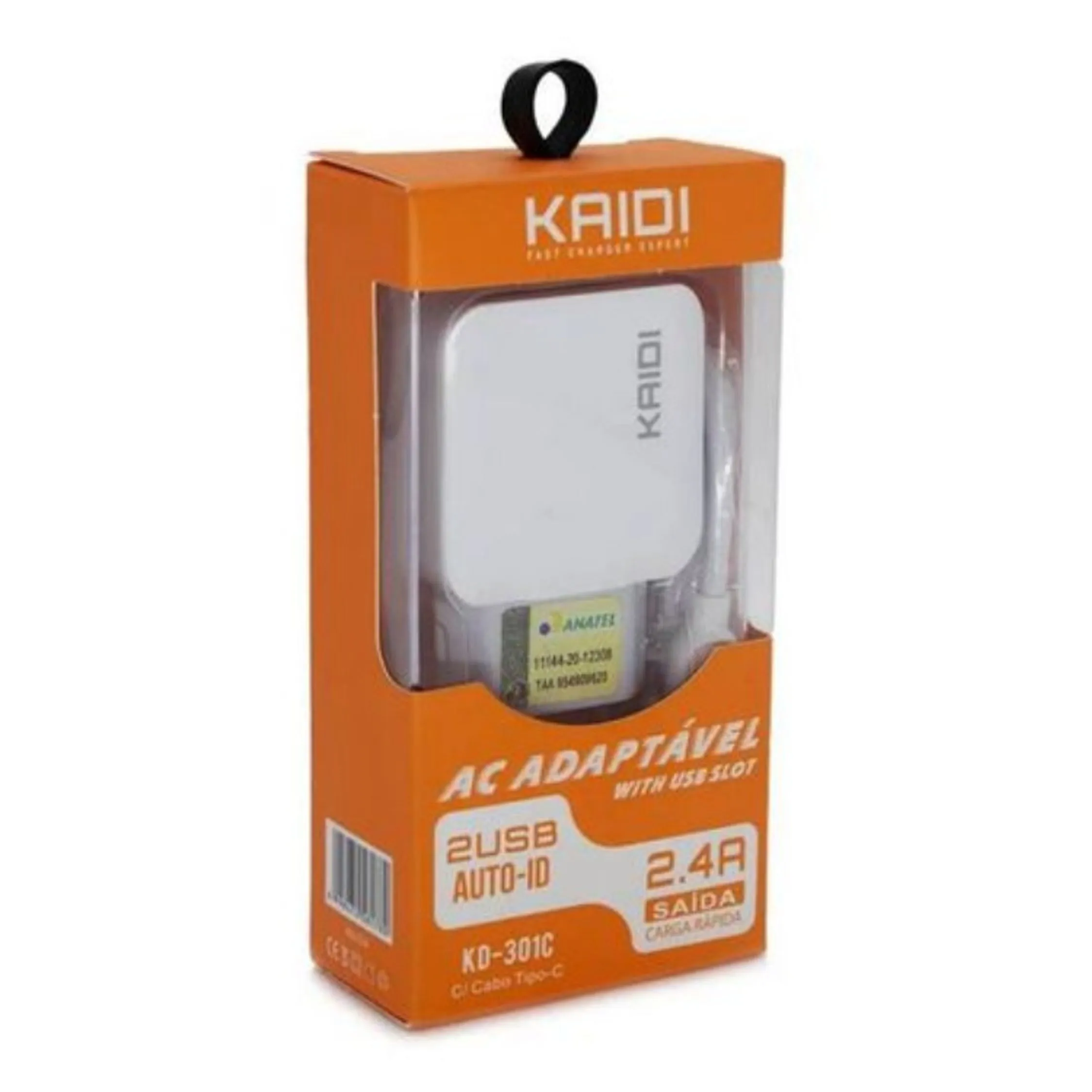 Carregador type-c kaidi kd-301C 2.1A e 15.5w turbo com cabo (2usb)