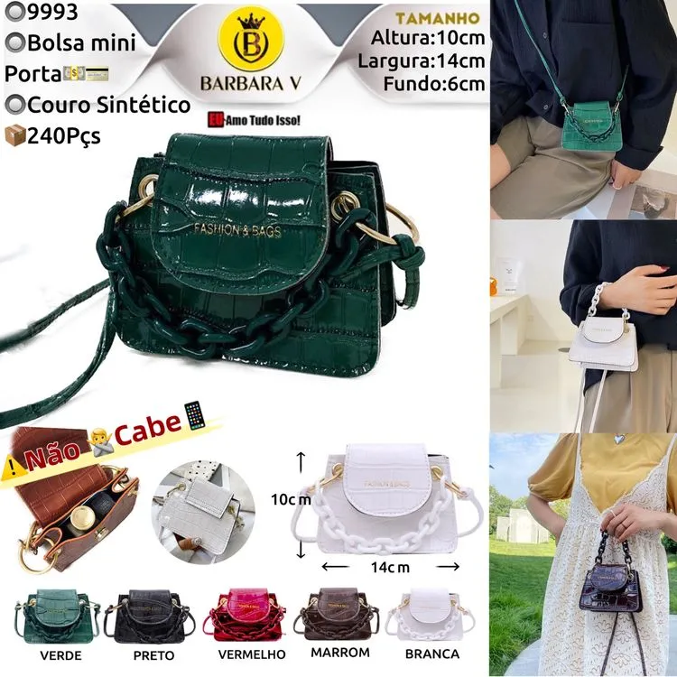 BARBARA V BOLSAS/Bolsa mini feminina porta cartão•Dinheiro(9993)