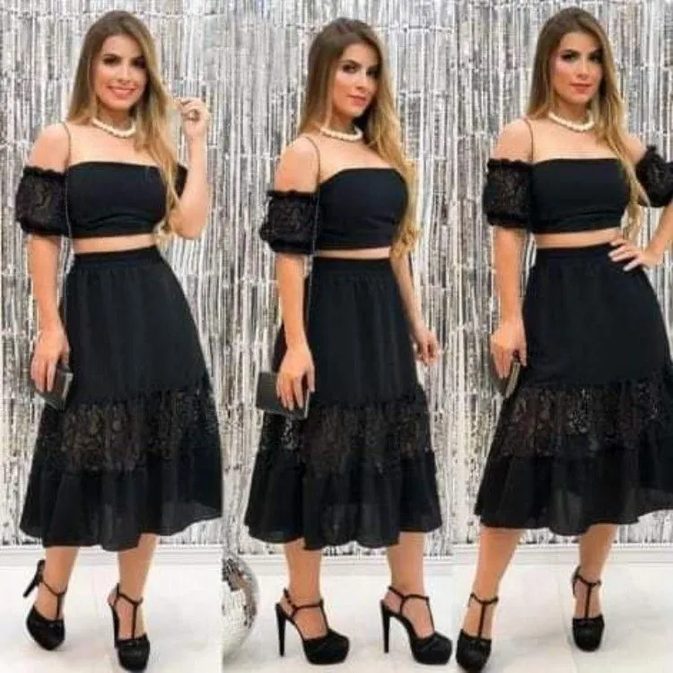 Conjunto festas renda moda