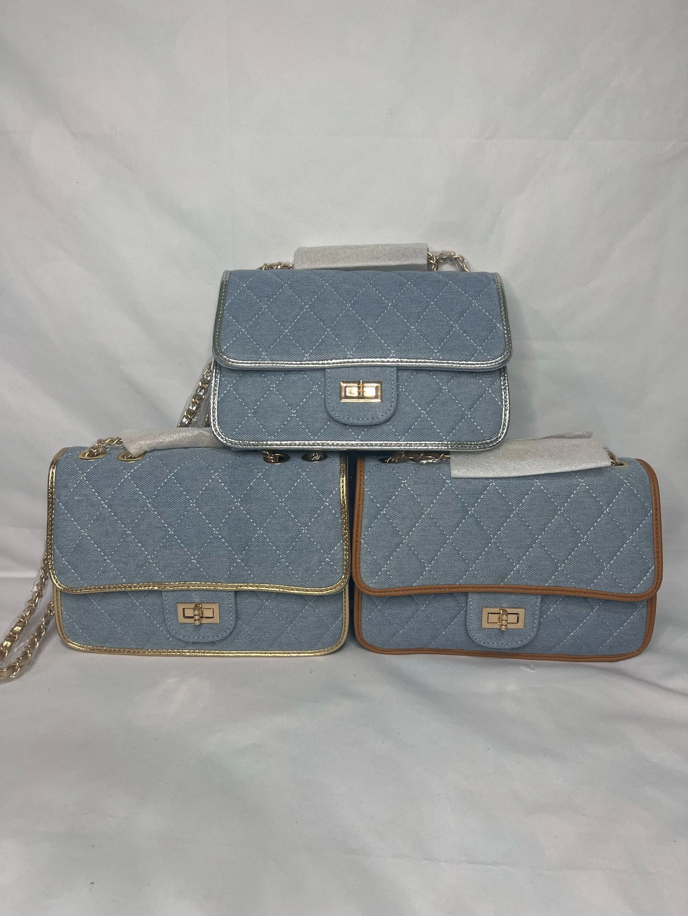 Bolsa transversal feminina Jeans azul clara