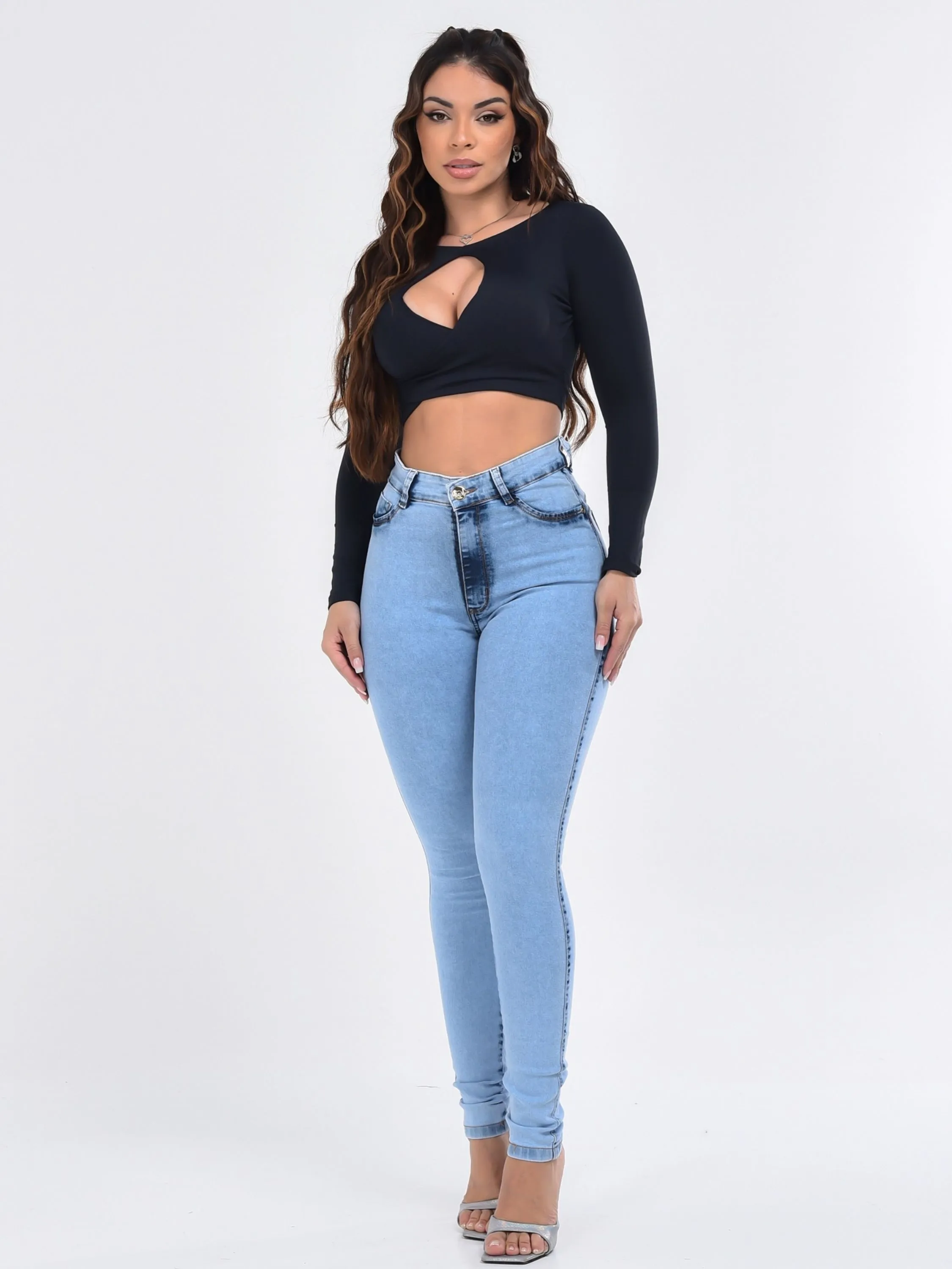 Calça Jeans Clara Lisa, com Elastano, Cintura Alta, Atacado