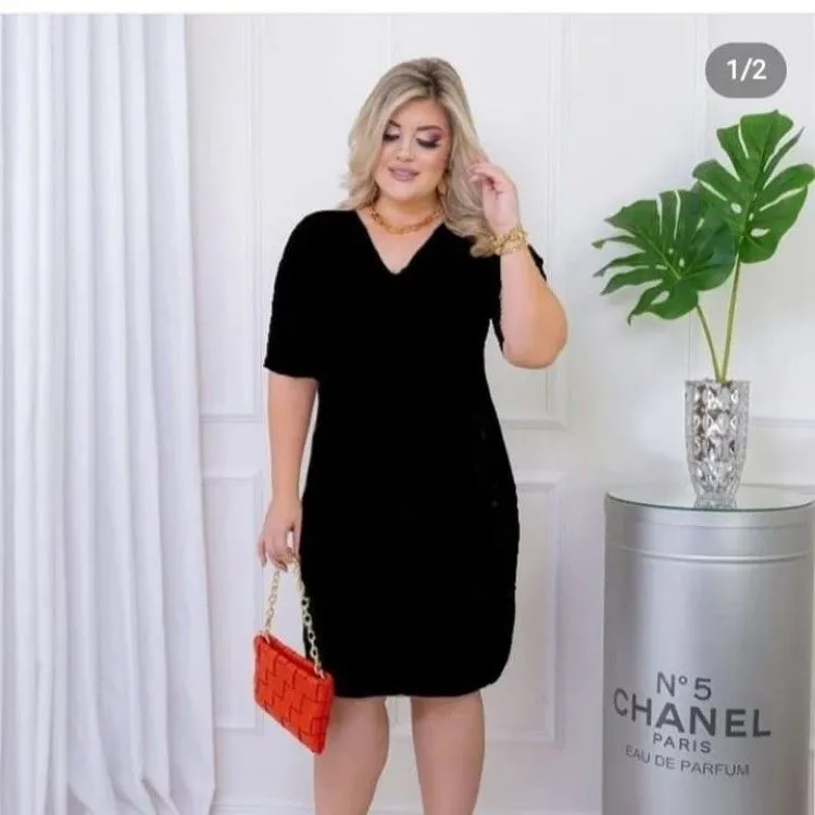 Vestido midi zíper nas costas forrado m g gg g1 g2