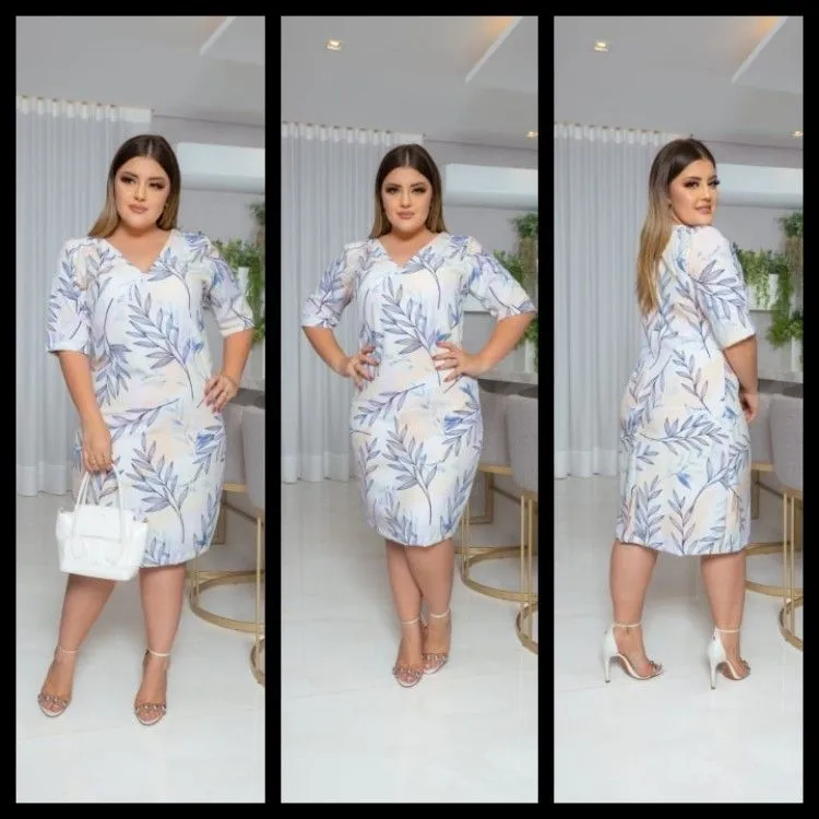 Vestido midi  com zíper nas costas forrado