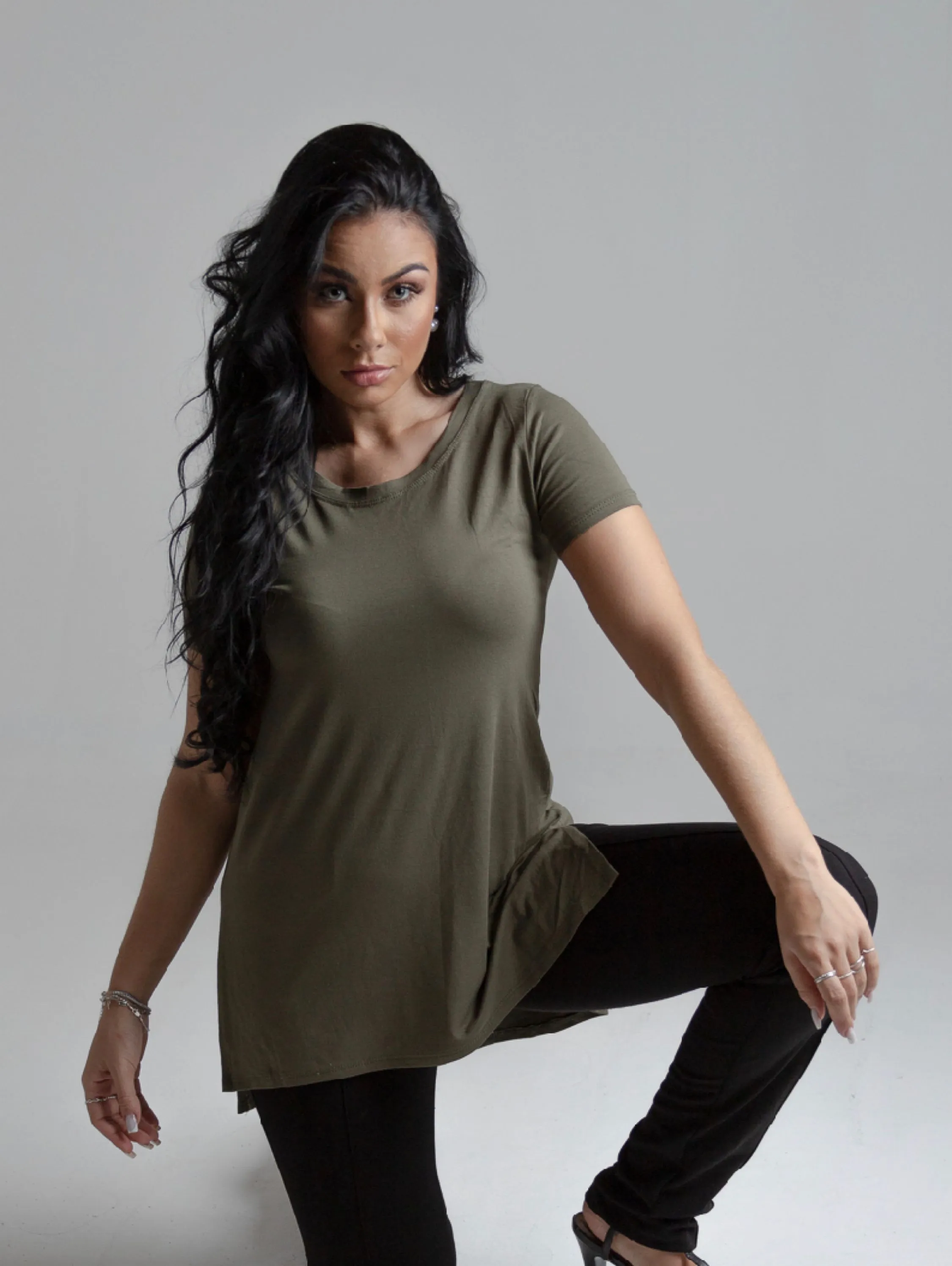 Blusa vestlegging. Camiseta feminina tapa bumbum