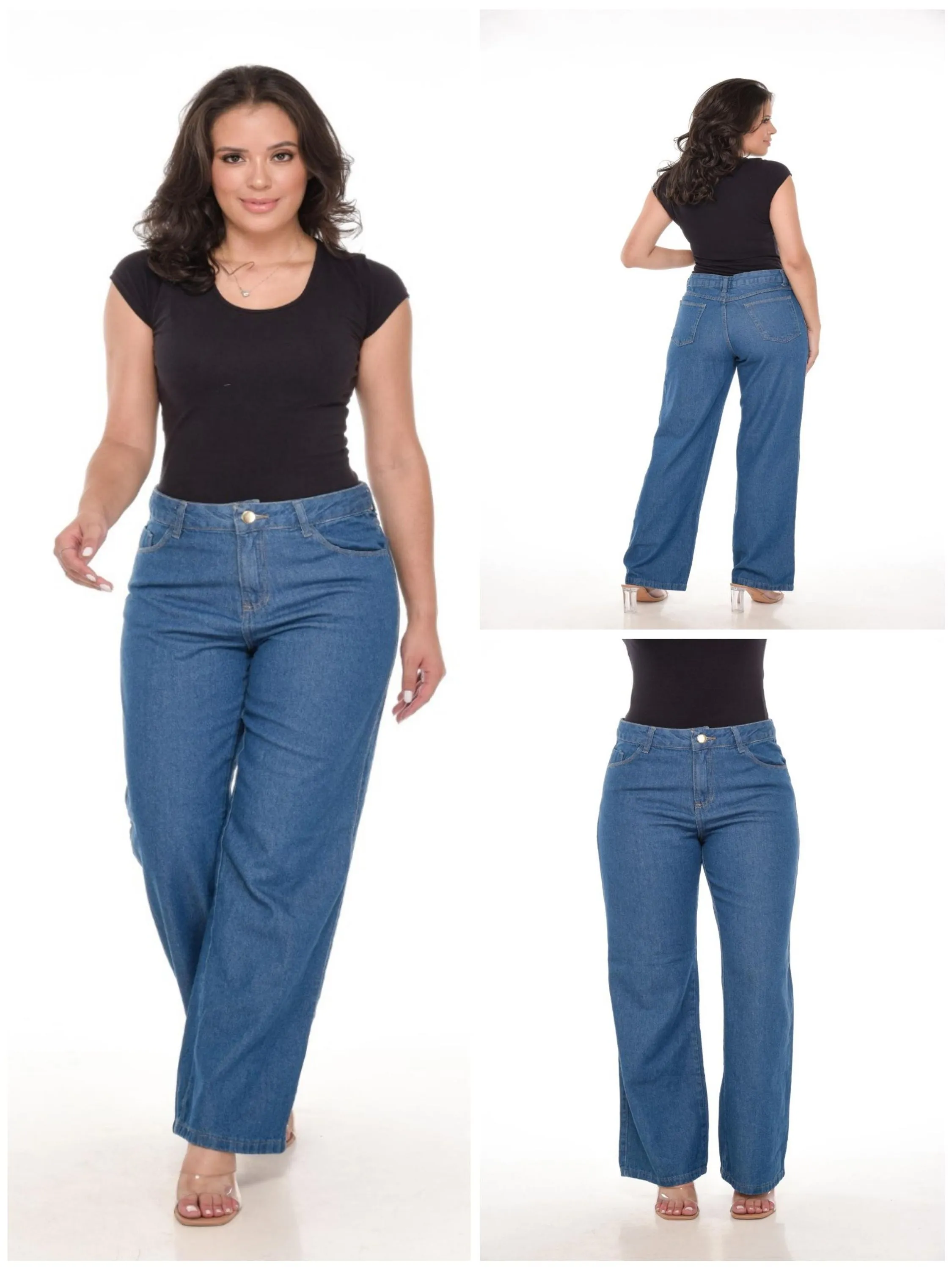 REF 223 CALCA JEANS FEMININA WIDE LEG