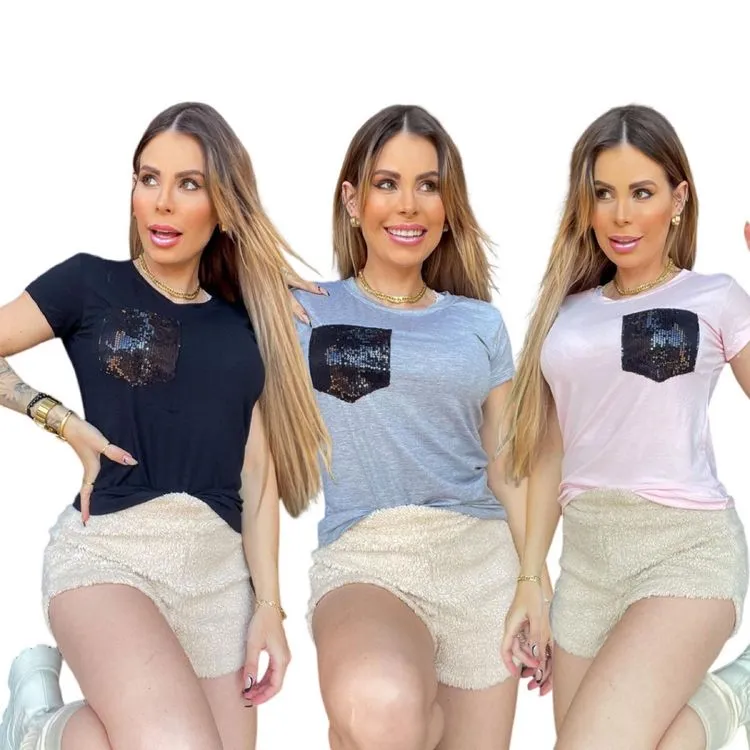 Blusa Feminina Manga Curta Blusinhas Atacado