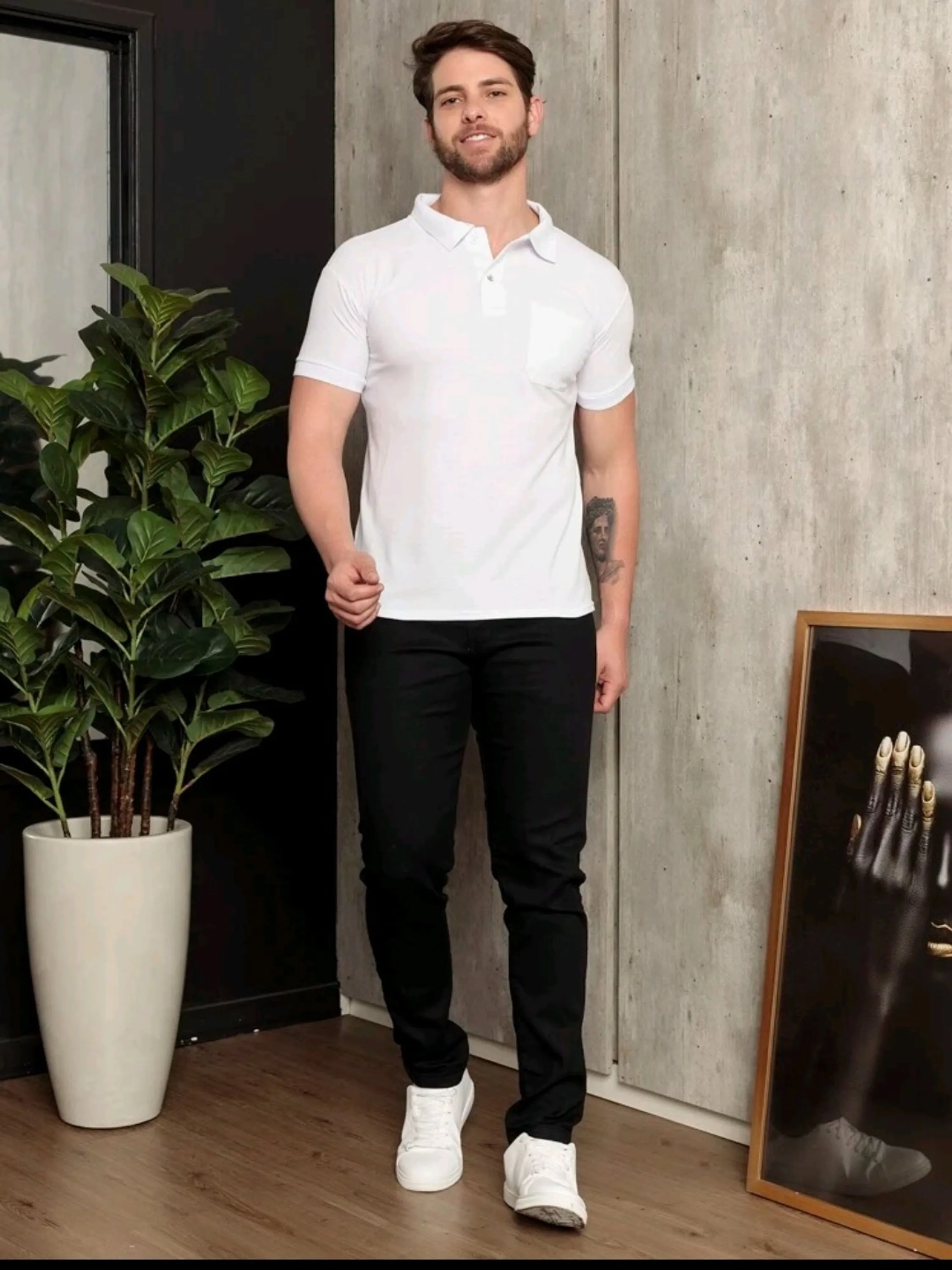 camisa polo com bolso  masculino preço de atacado entrega rápido liso básica