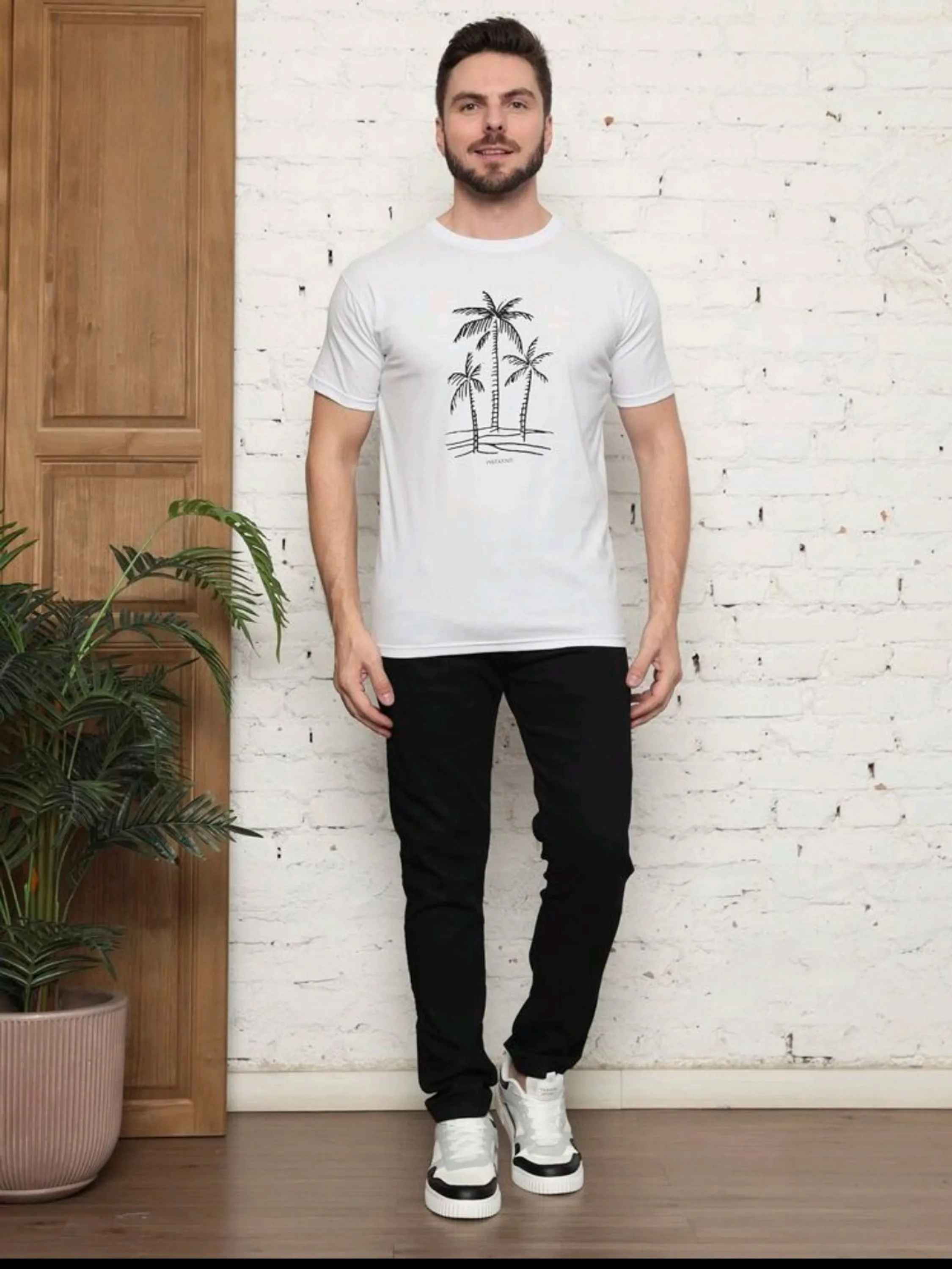 Camiseta Desenho FLOR Manga Curta 100% Algodão Fio 30.1 Promoção