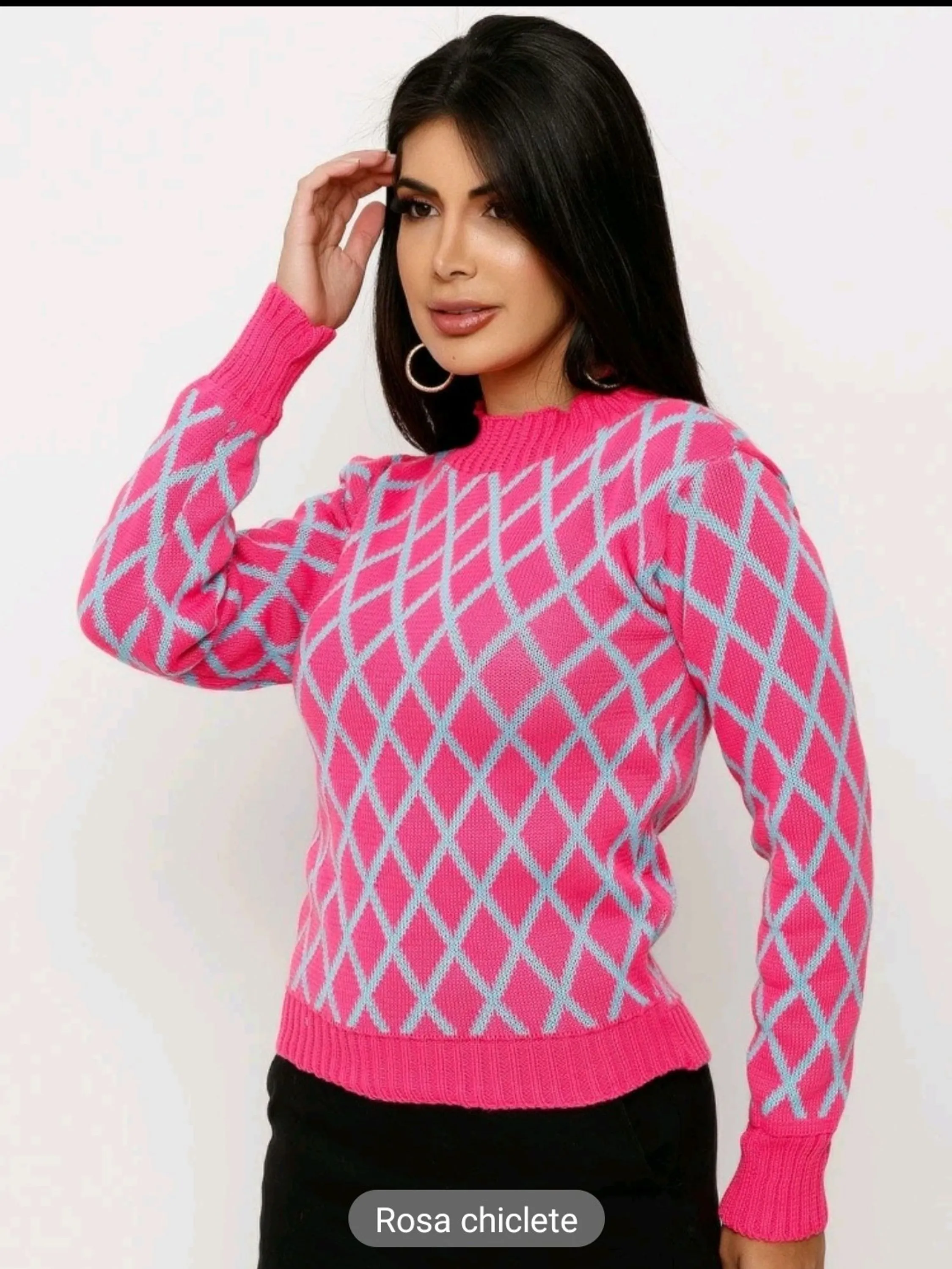 Blusa em tricô , feminina , modelo inverno , tecido grosso Tamanho Único