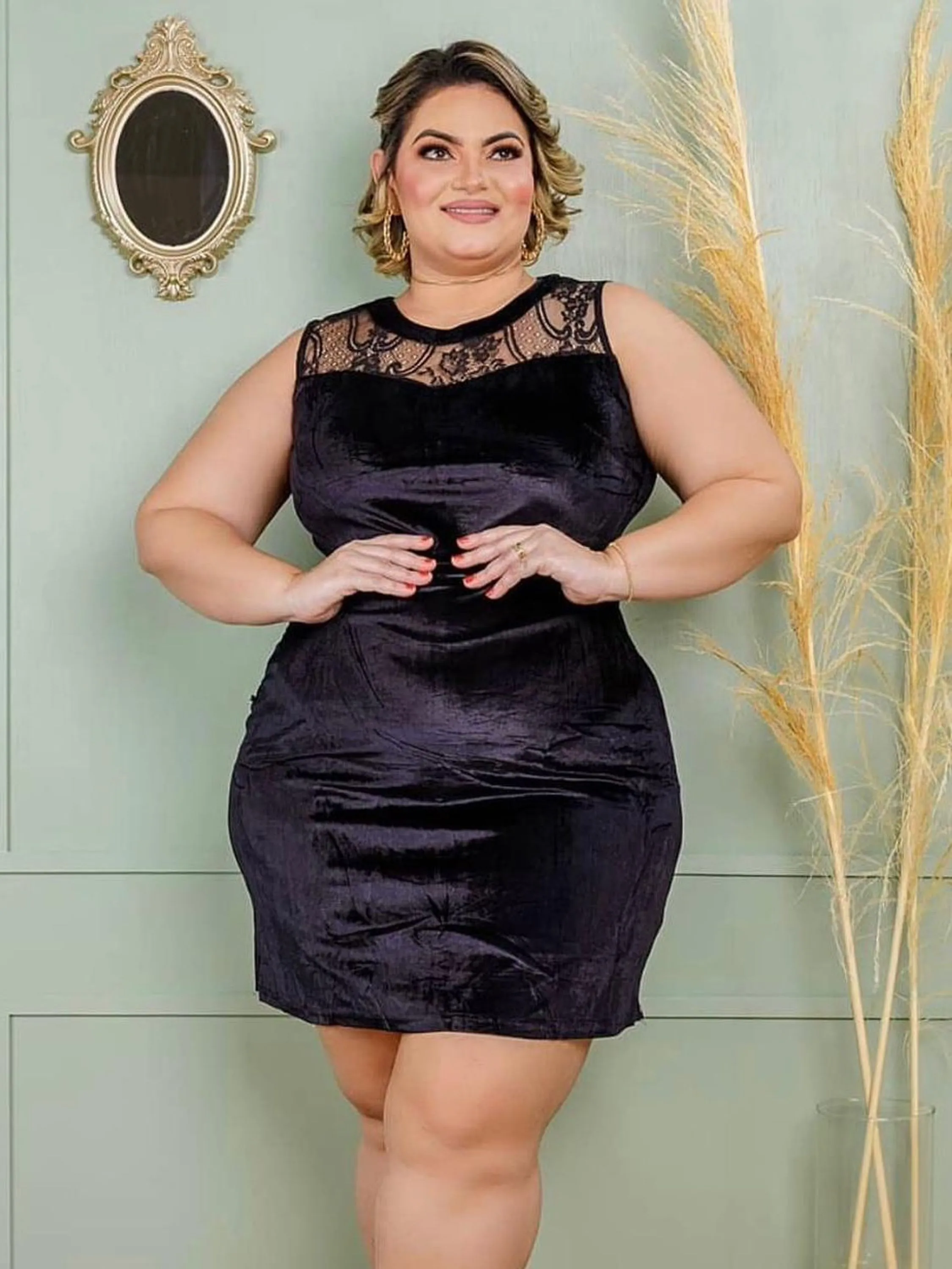 Vestido veludo plus size