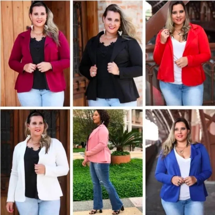 Blazer Casaco Neoprene Plus Size G1 G2 G3