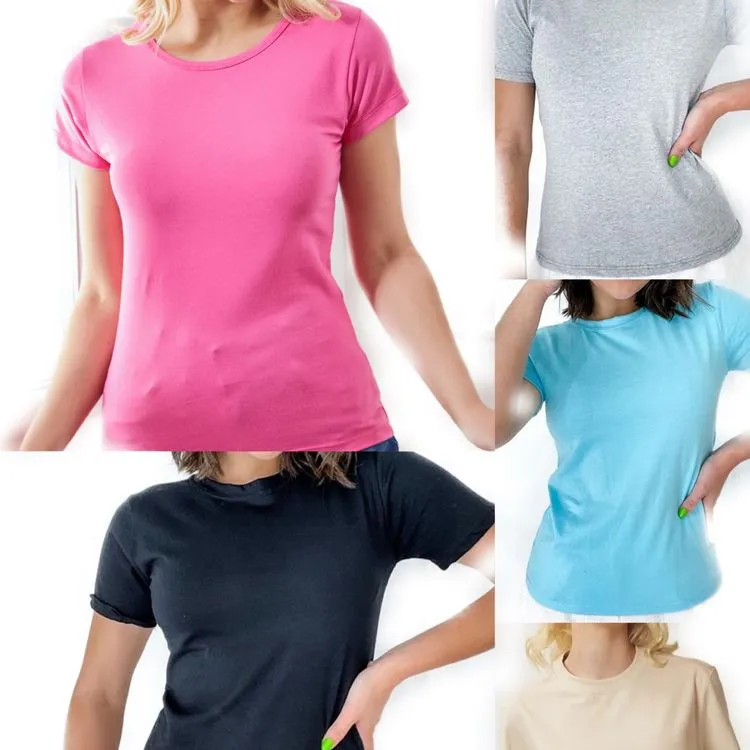 Kit6 blusa camiseta básico feminina de viscolycra variados cores atacado