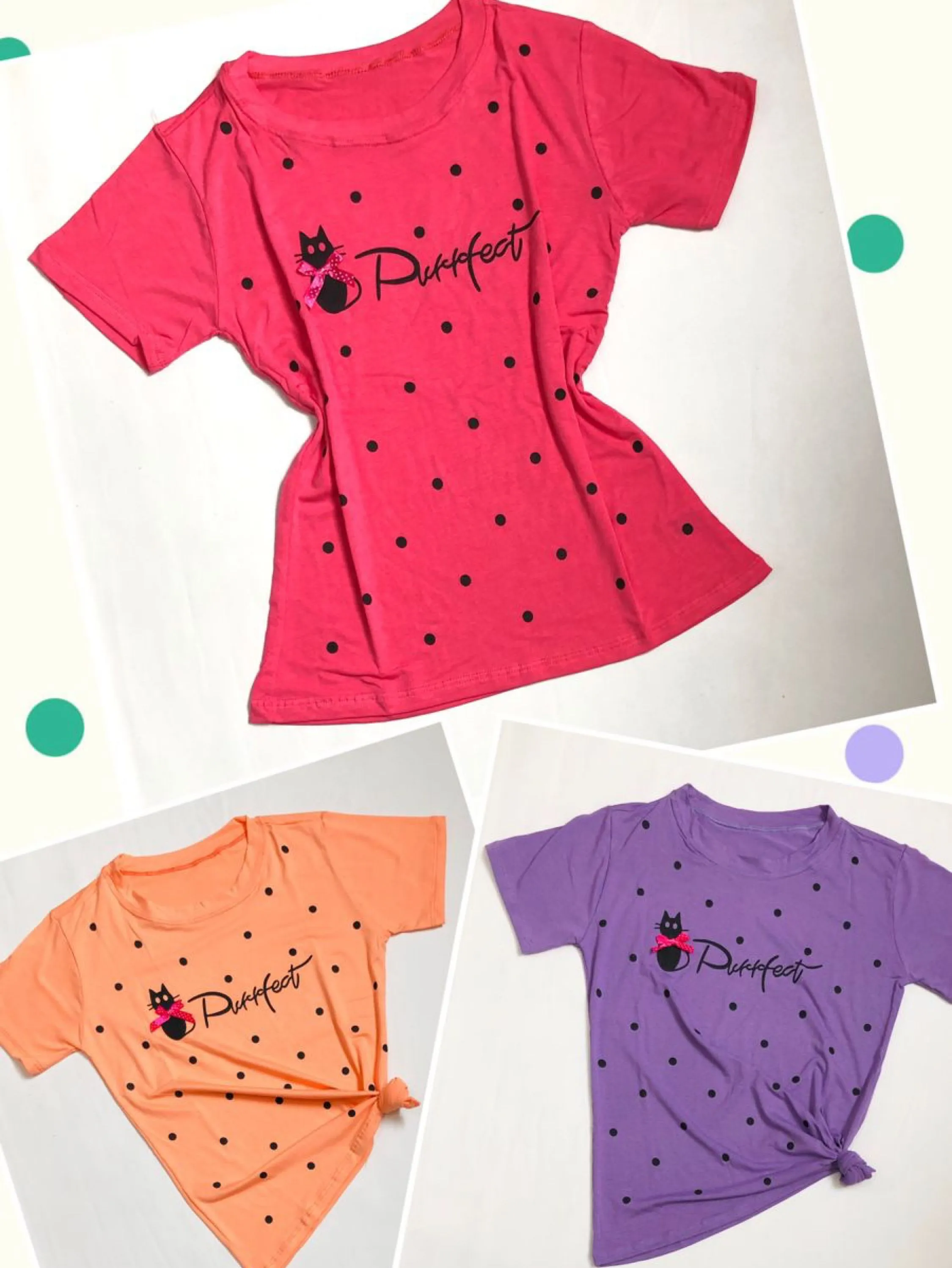 Kit5 T-shirts Blusas Estampada Gatinho Confortável Moda Verão