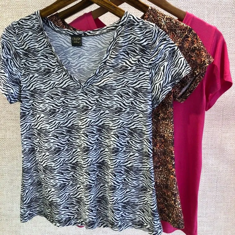 Blusa gola V, Estampada, SH7025