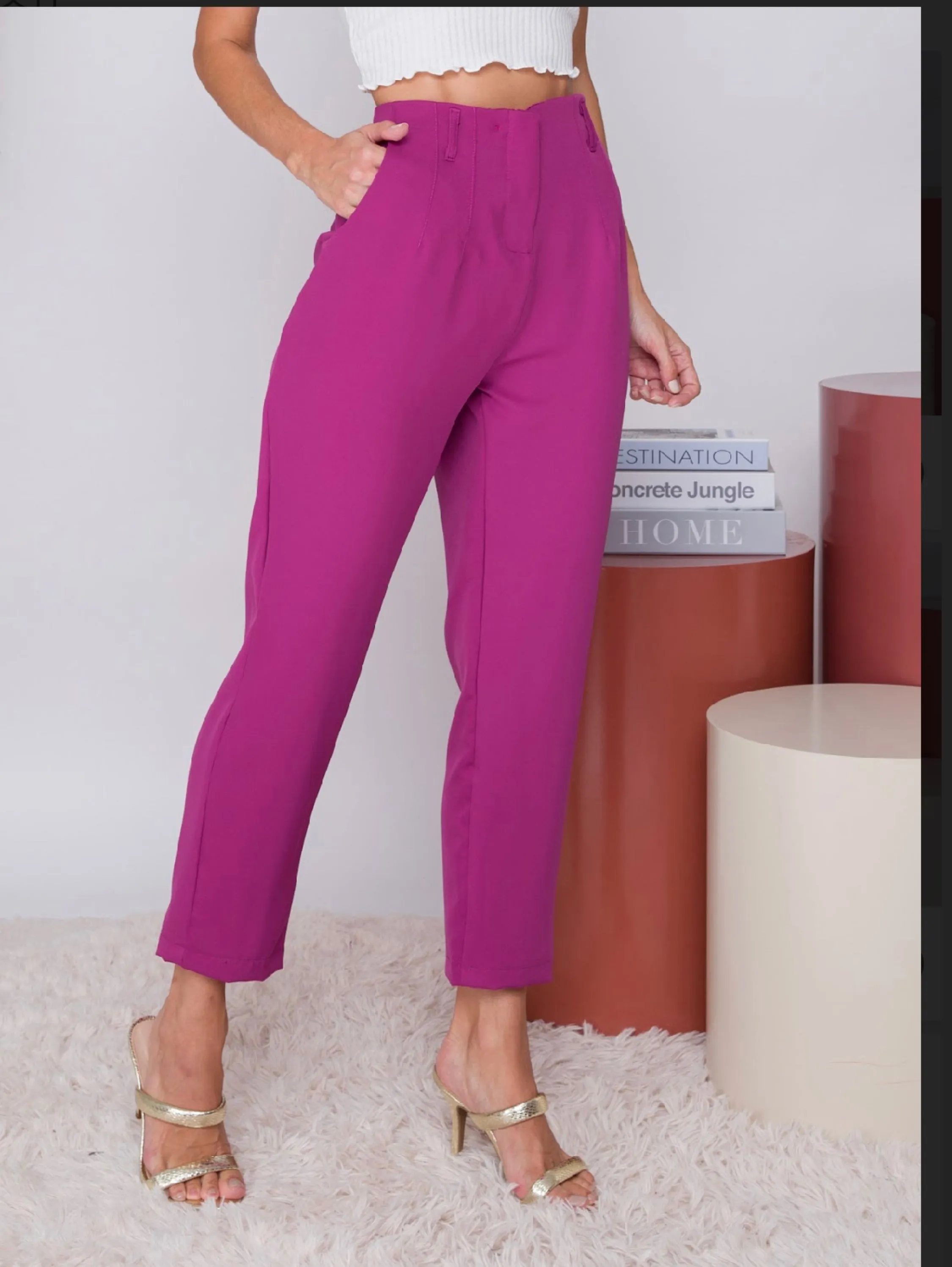 Calça ZR alfaiataria com bolso feminina cintura alto