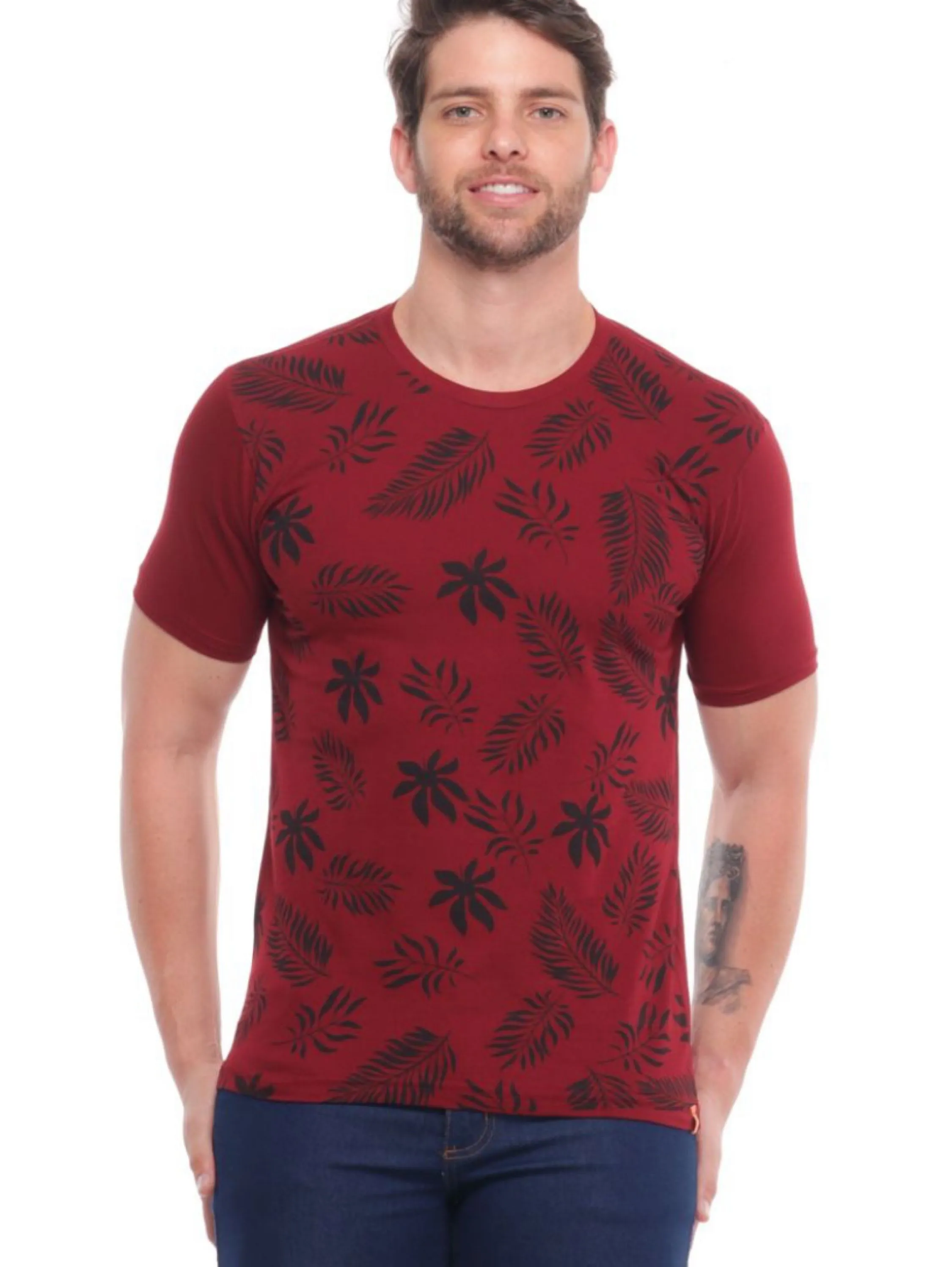 Camiseta Floral Masculina Algodão