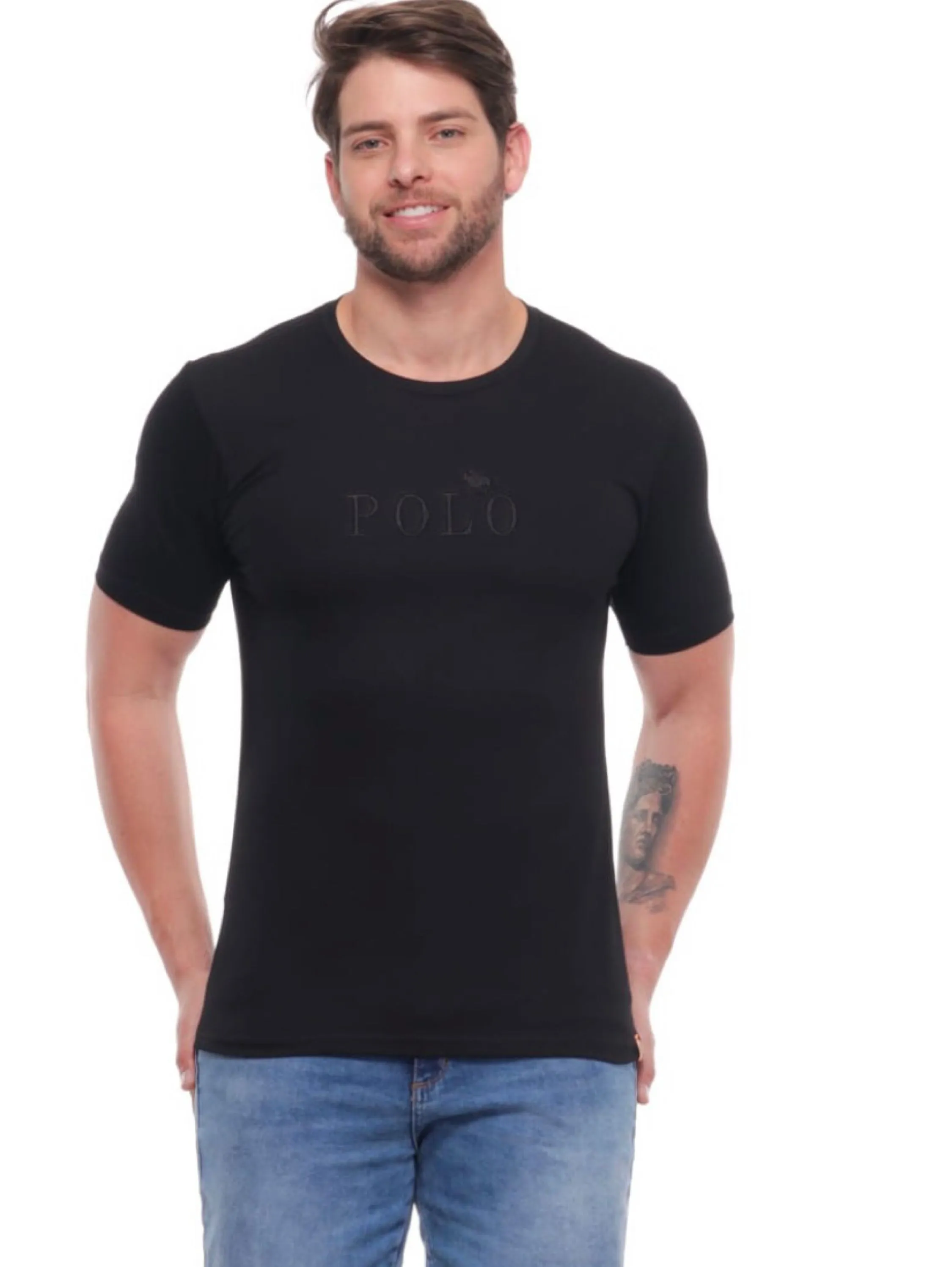 Camiseta E/POLO Masculina Bordada Algodão