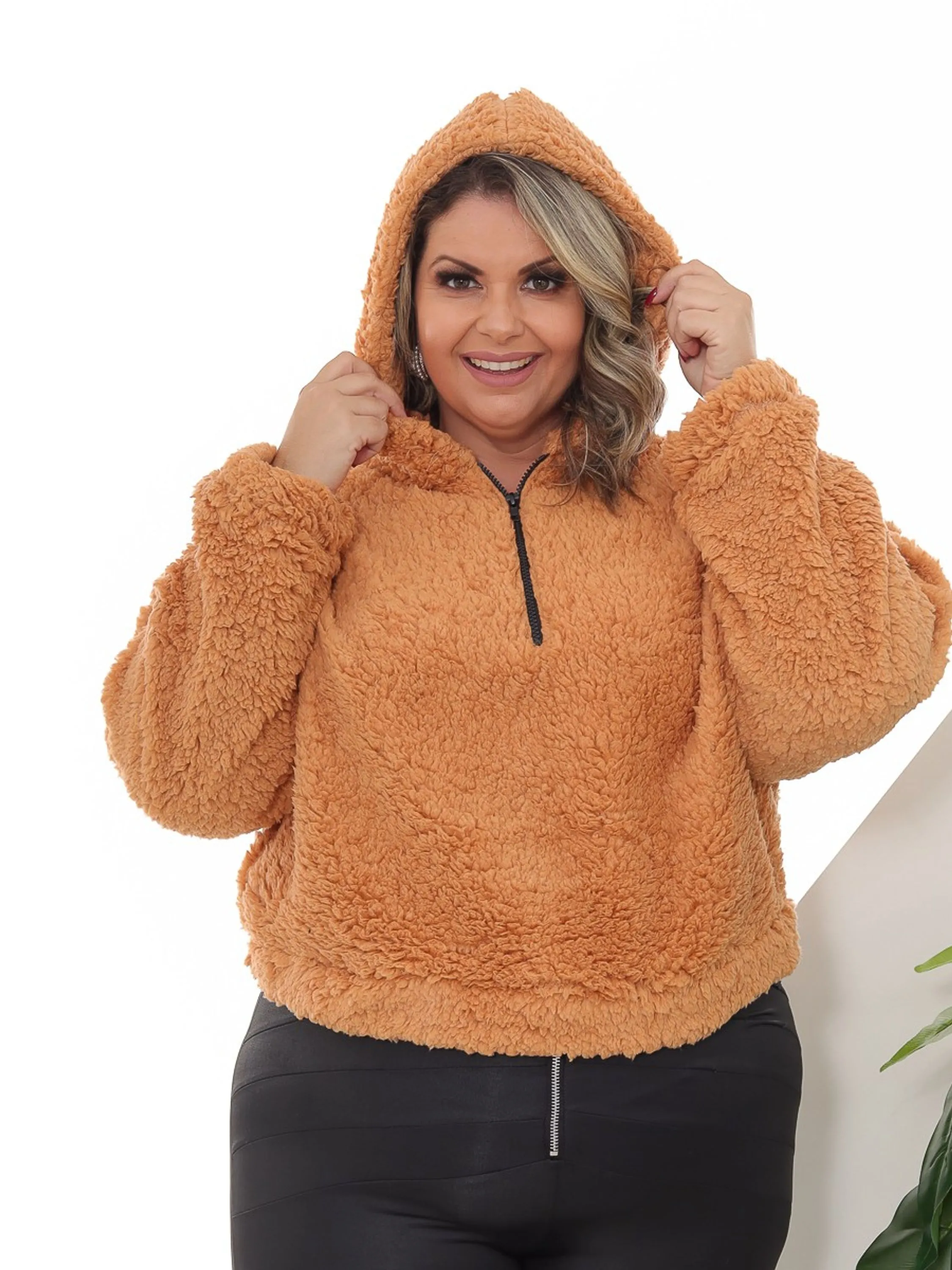 Casaco teddy pelúcia  Plus Size  Feminino luxuoso surpe grande