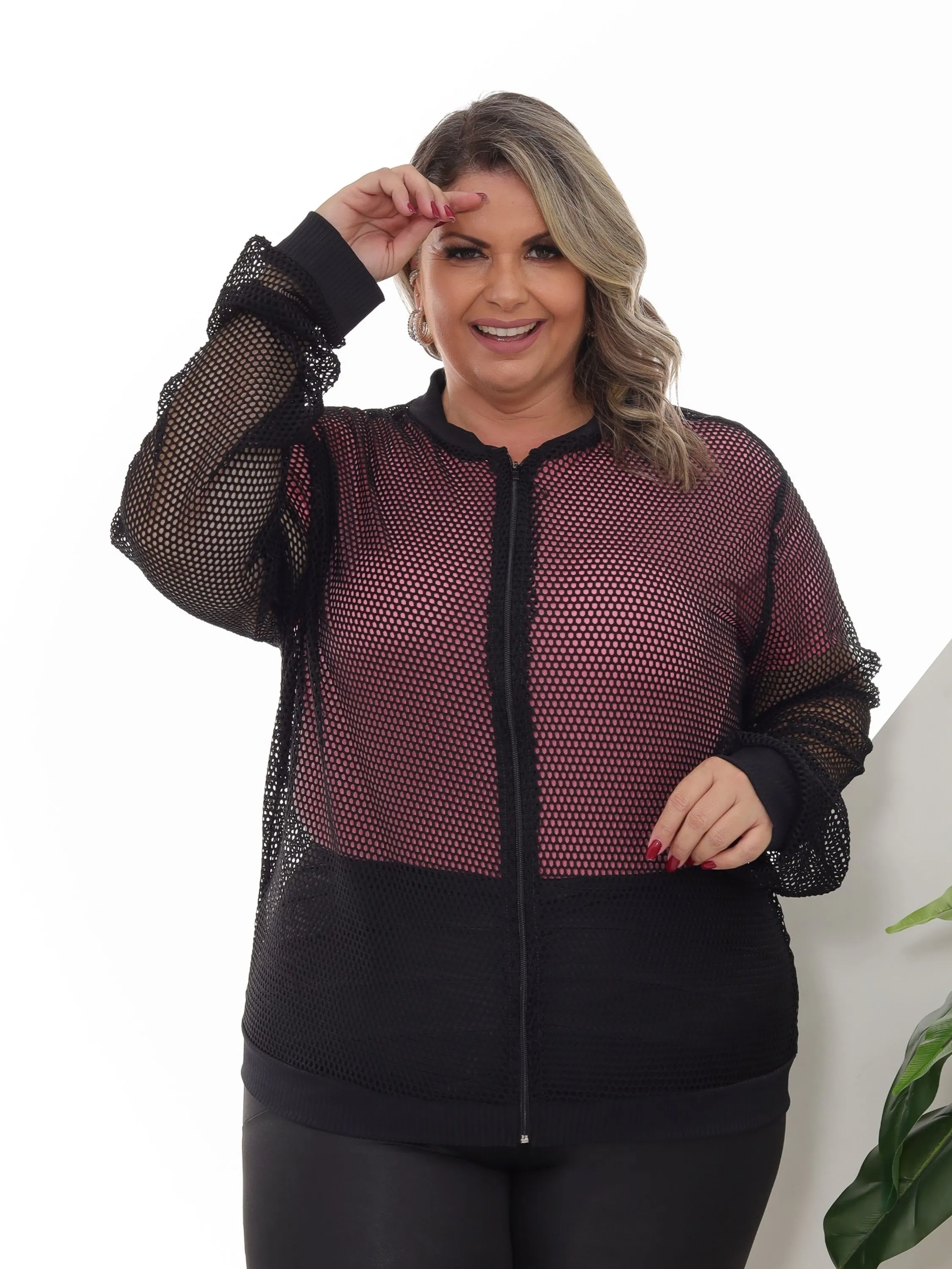 Jaketa bomber arrastão Plus Size Jaqueta