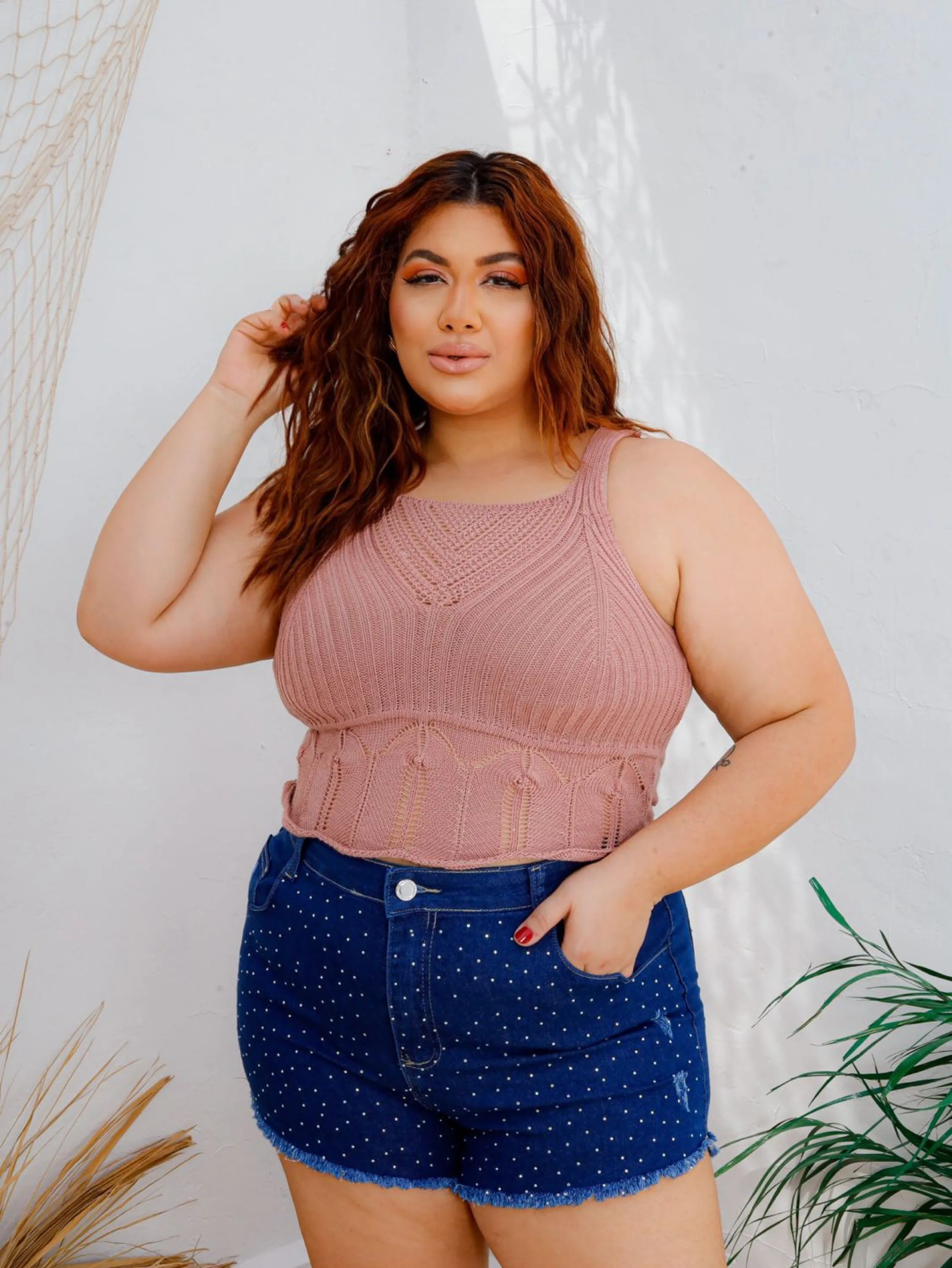 Cropped Tricô Plus Size Alça