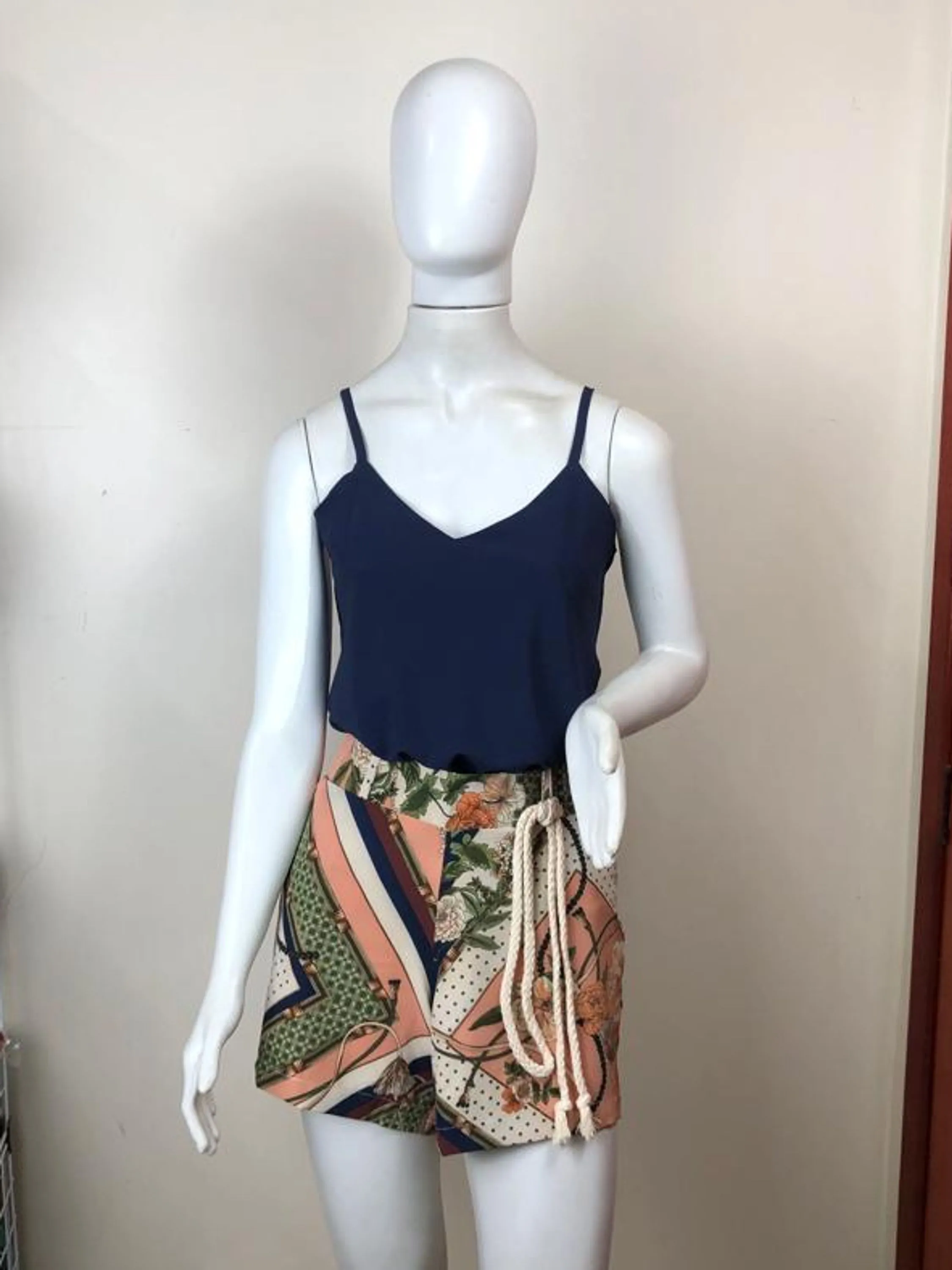 Conjunto M (40) Estampado Azul/Salmão