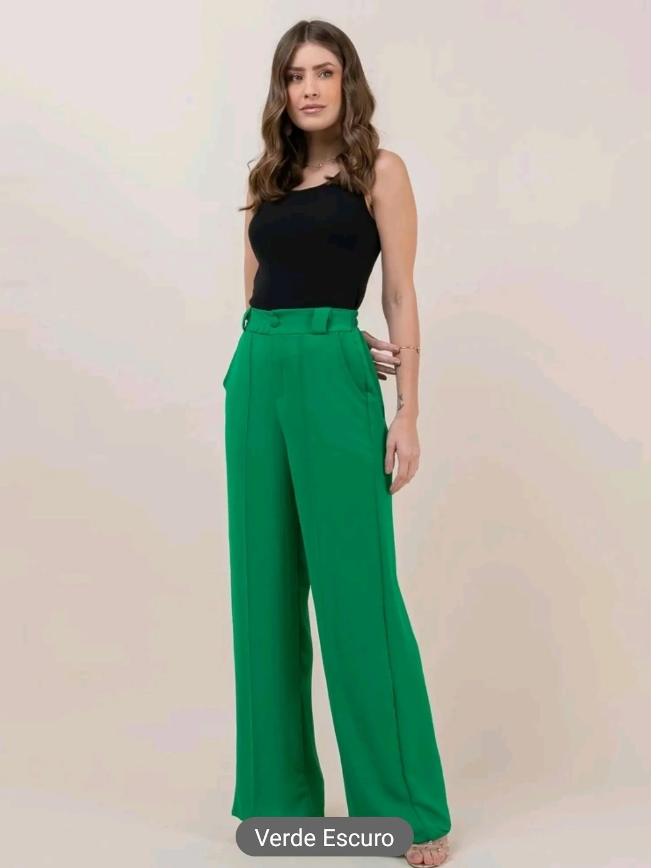 Calça pantalona Duna botão encapado